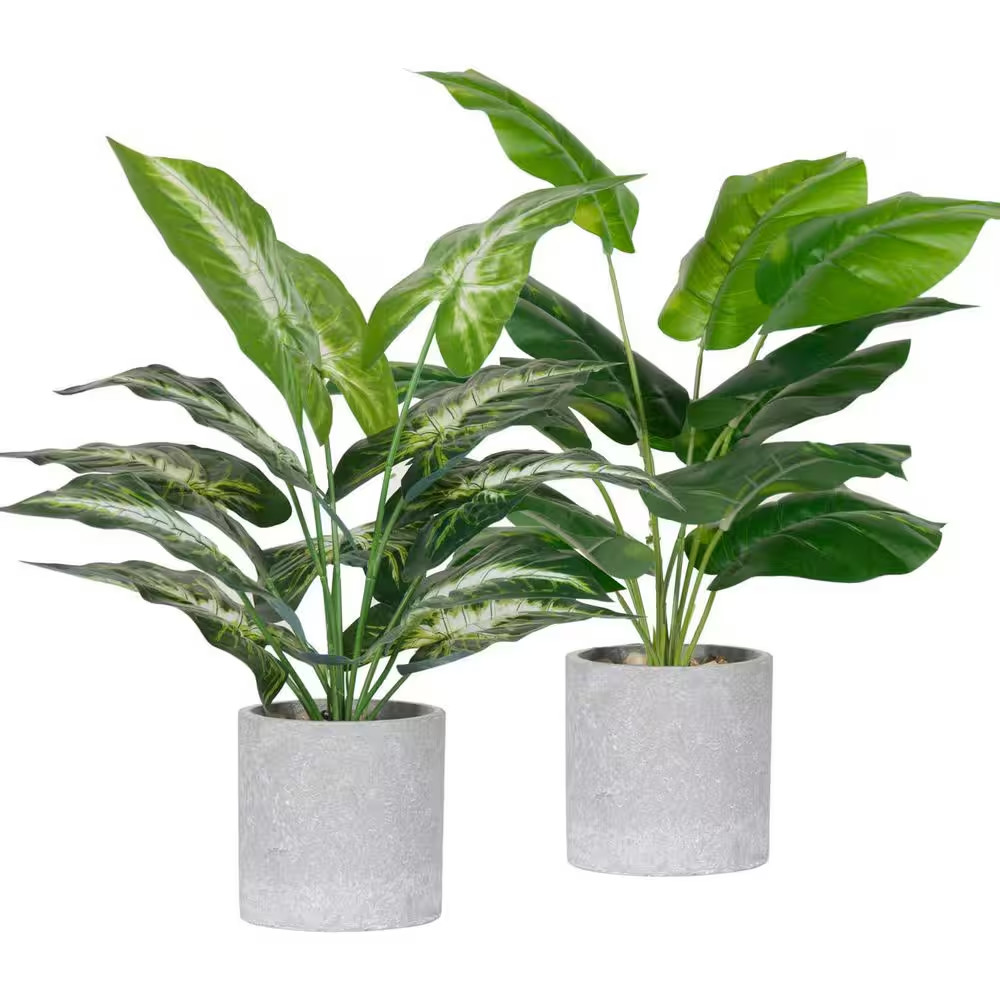 11 In. Artificial Greenery Leaf Tropical Fake Plants(2-Pack)