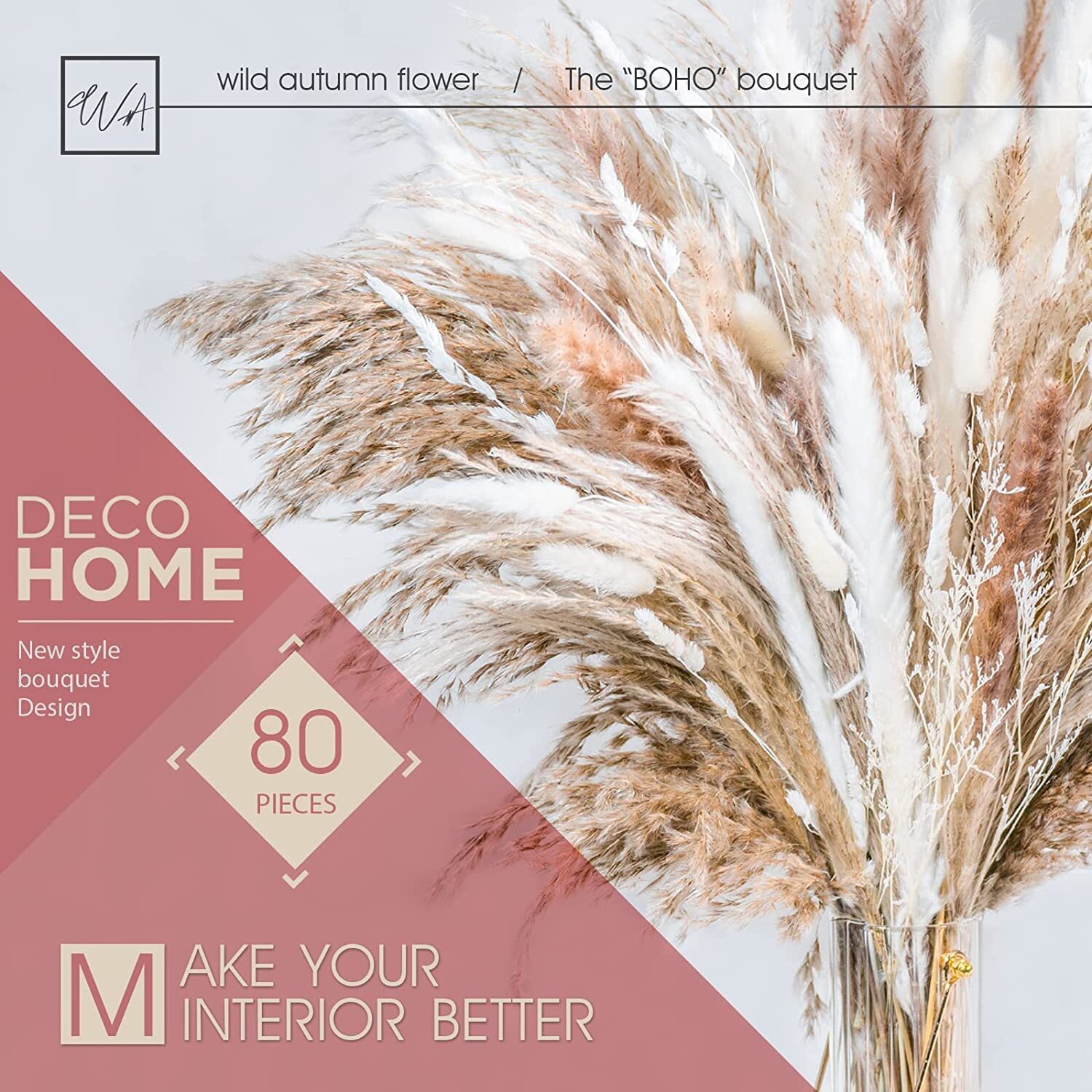 Pampas Grass Boho Home Decor Bouquet 86PCS Dried Flowers Home Decorations nice