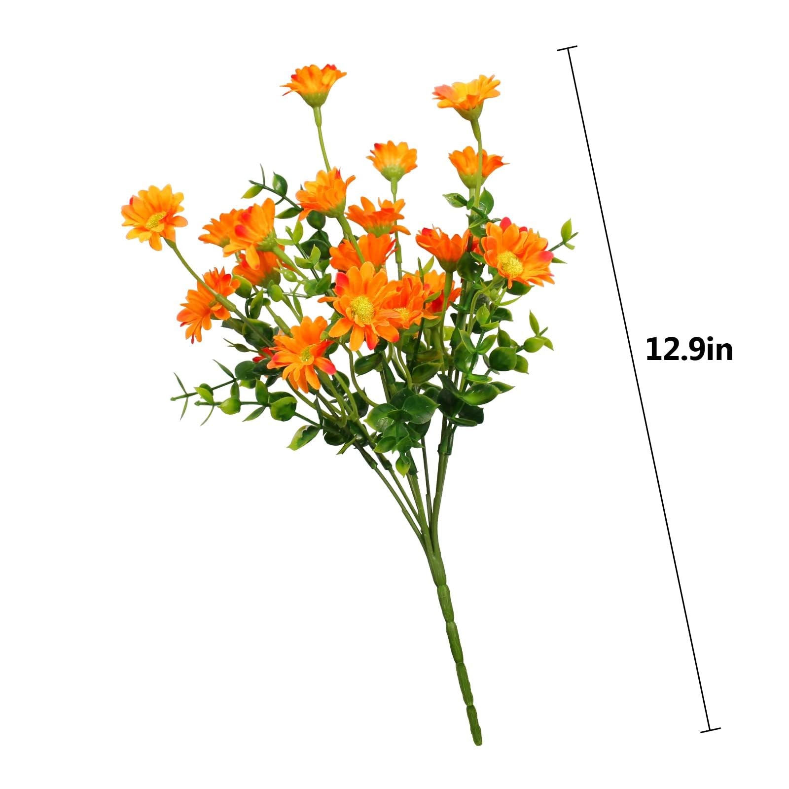 8 Bundles Artificial Flowers for Outdoors Faux Mums UV Resistant Plastic Fall…