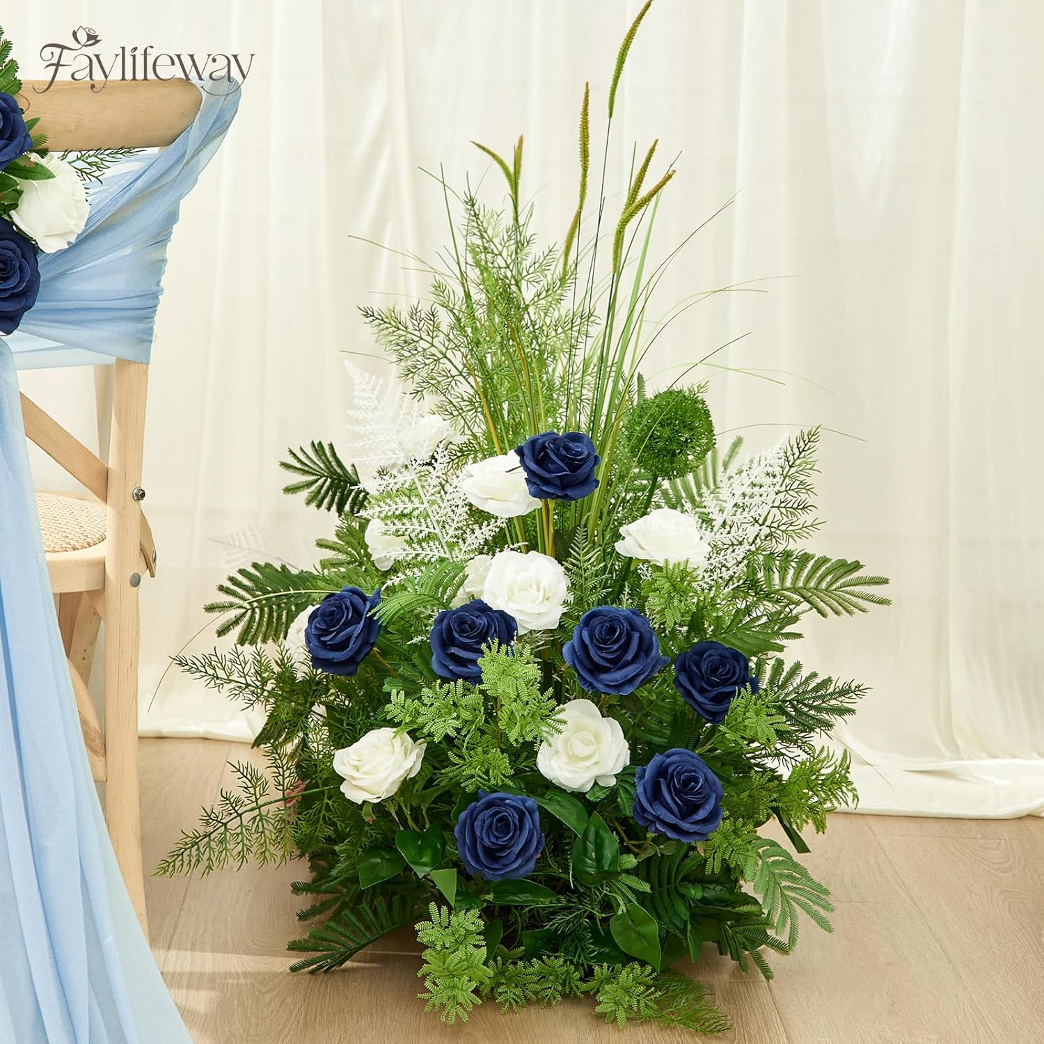 20PCS Artificial Dusty Blue Roses, 3.9” Silk Flower Head Fake Blue Rose with Lo
