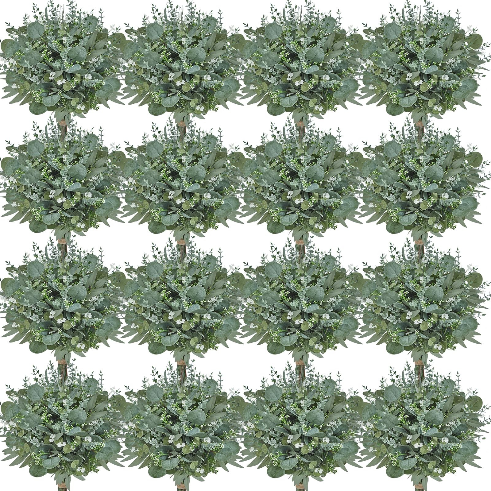 400pcs Artificial Mixed Eucalyptus Stems Leaves Bulk, 4Kinds Fake Greenery Si…