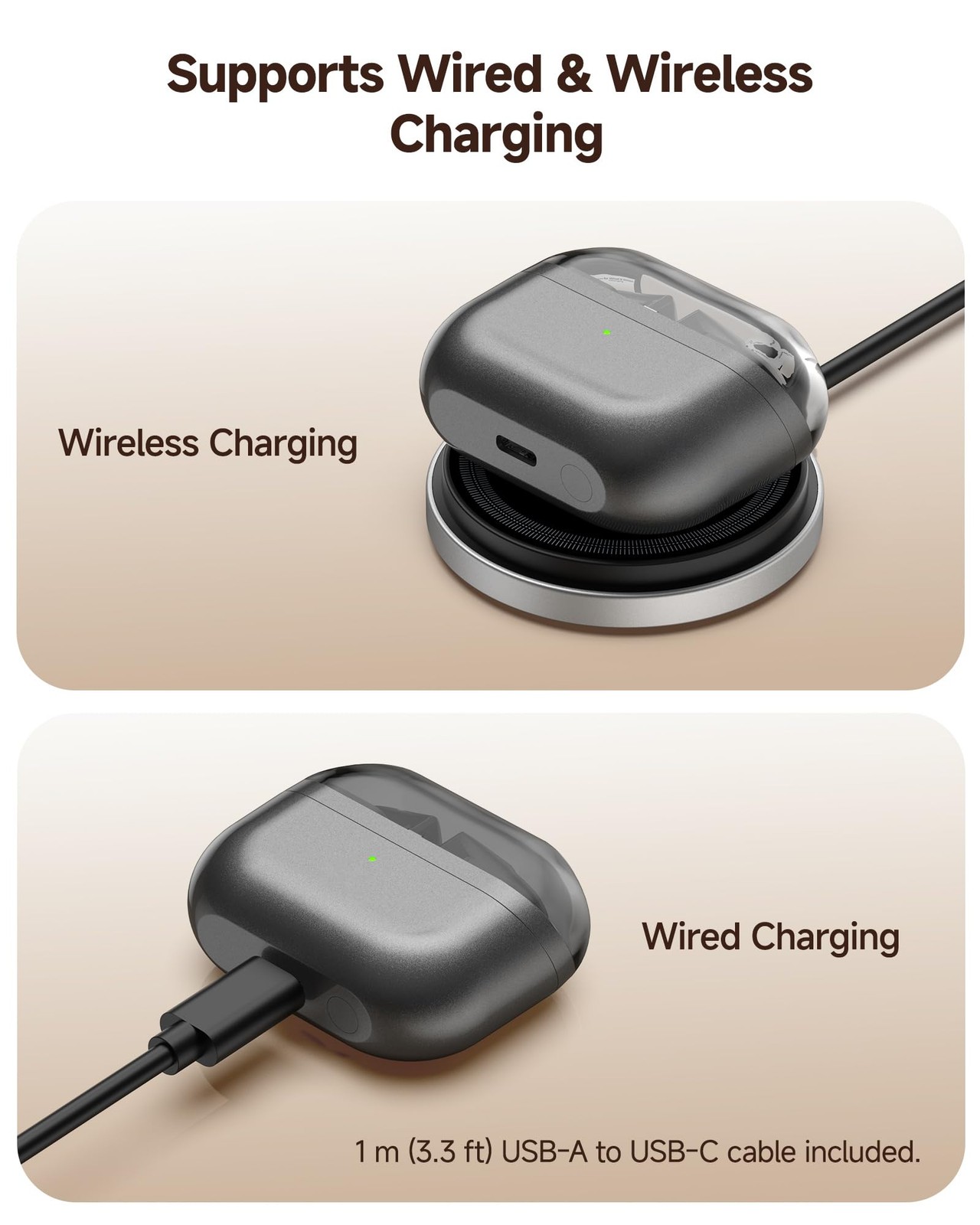 Repelacement Wireless Charging Case Compatible with Samsung Galaxy Buds Black