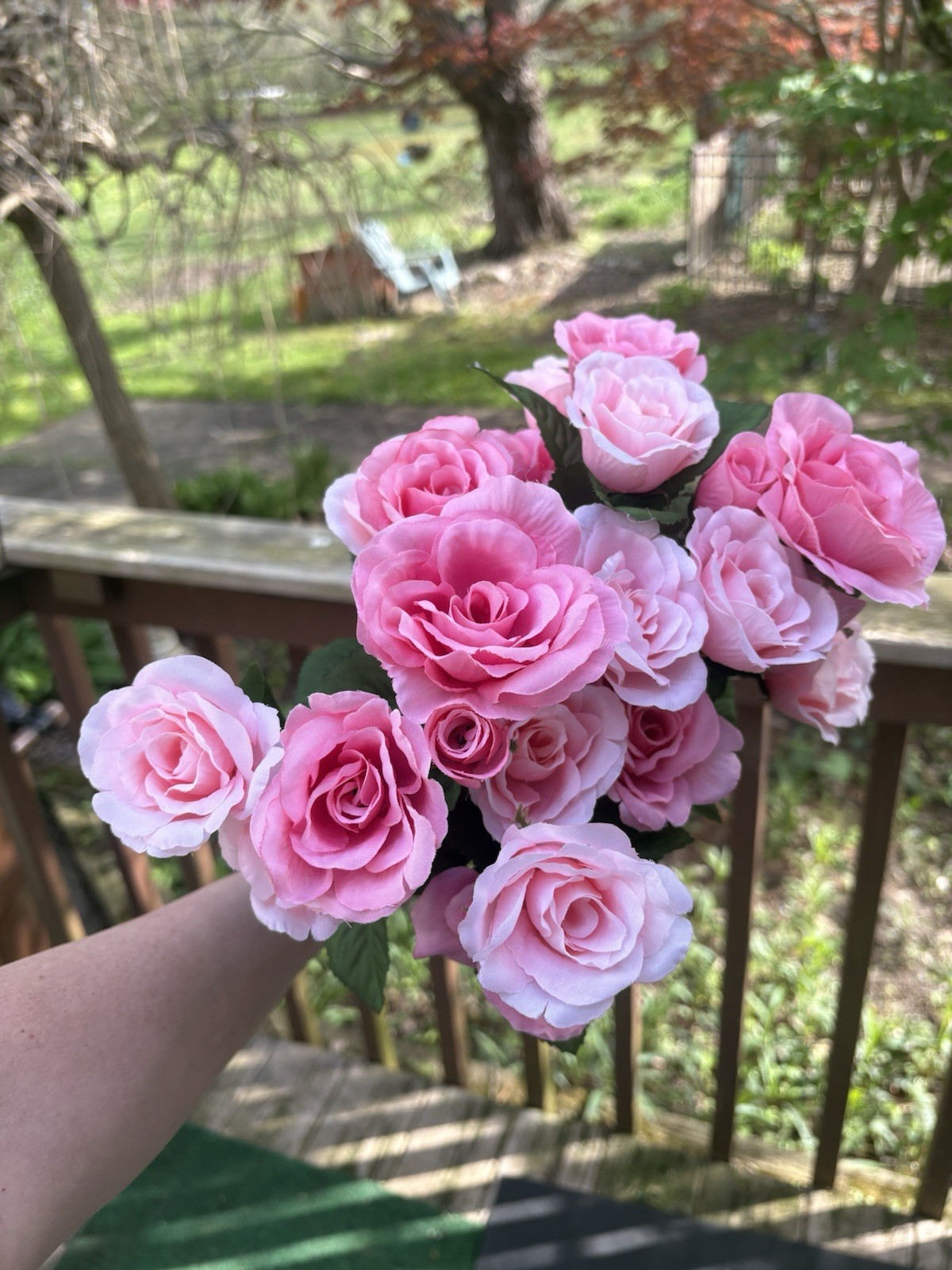 2 Hot Pink Fuchsia Roses Bush 19 Artificial Flowers Bendable 14” Silk Realistic