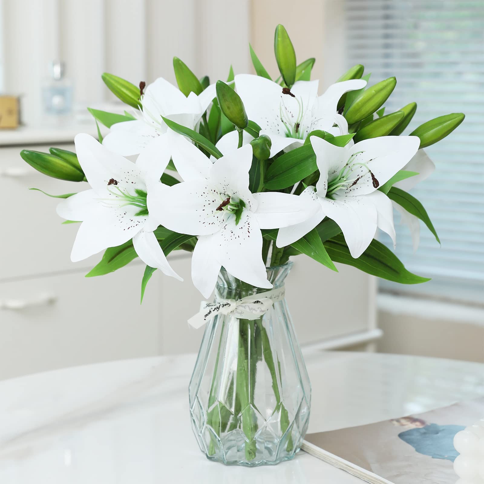 8 Pcs Artificial Tiger Lily Real Touch Easter Lily Fake Spring Flowers for We…