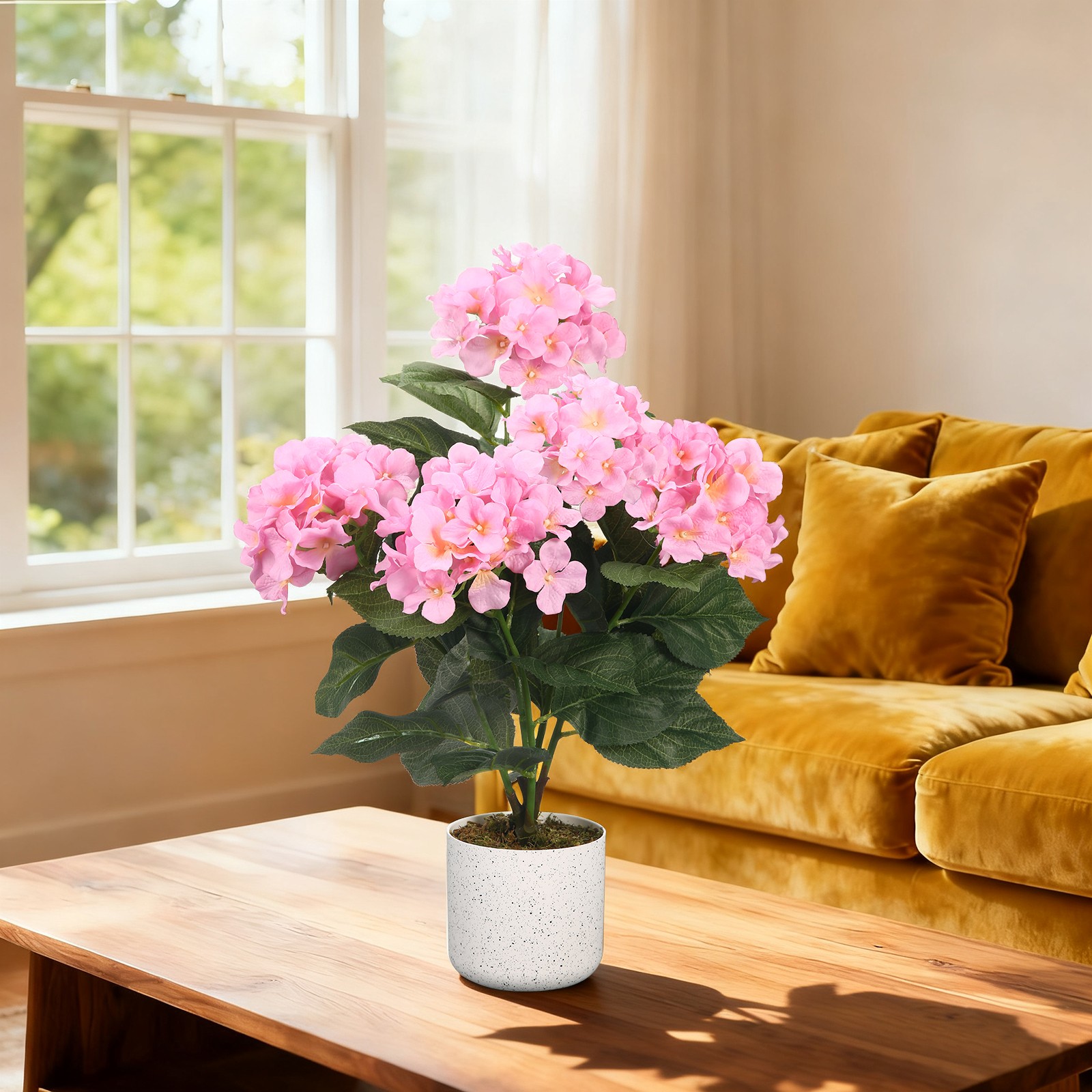 21.7″ Artificial Dahlia Plant in Pot 1 Pot w/2 Faux Flowers Lifelike Indoor Deco