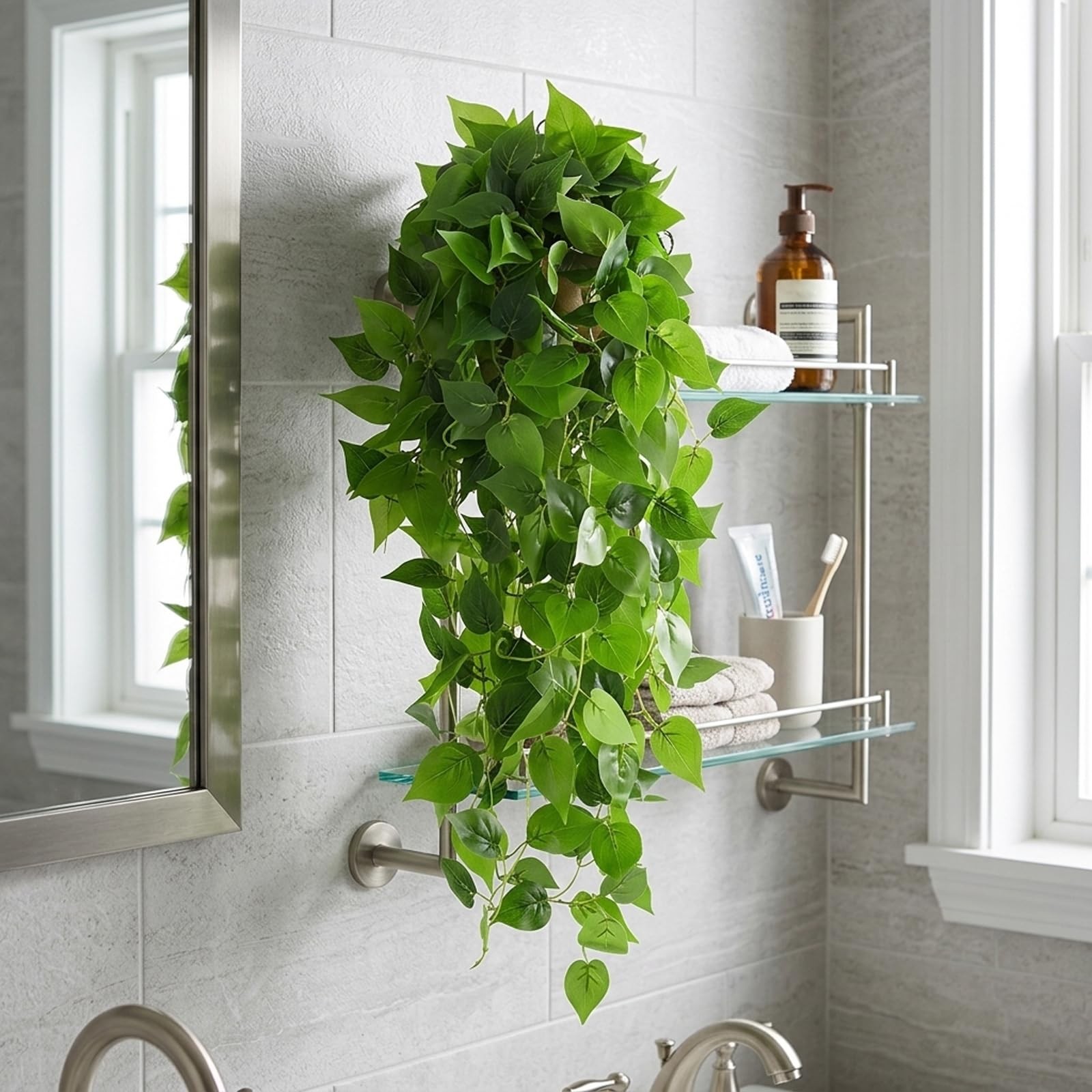 2pcs Fake Hanging Plants for Room Decor, 3.6ft Artificial Ivy Pothos Vine for…