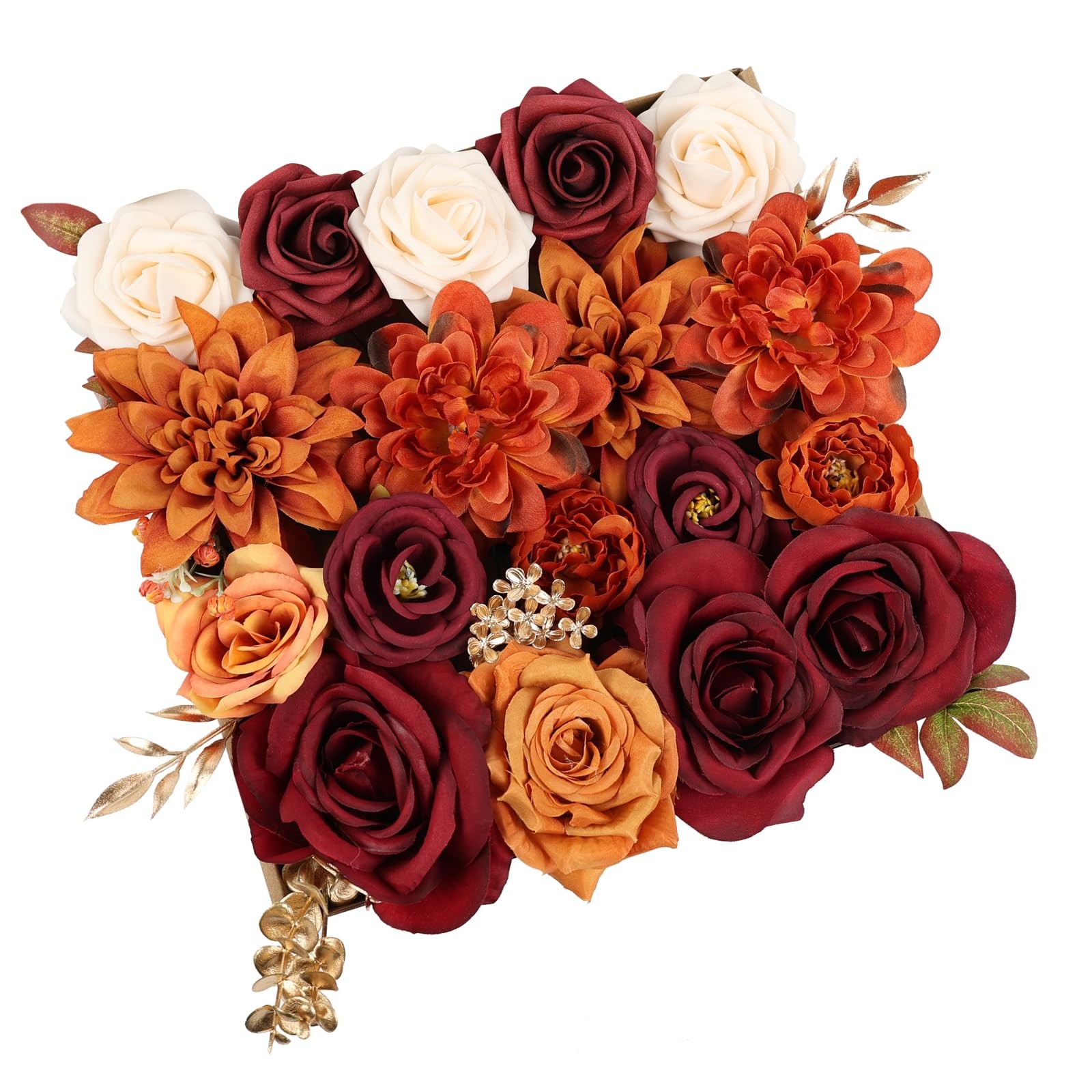 Artificial Flowers Combo Box Set Fall Fake Flowers Silk Mix Roses Peonies wit…
