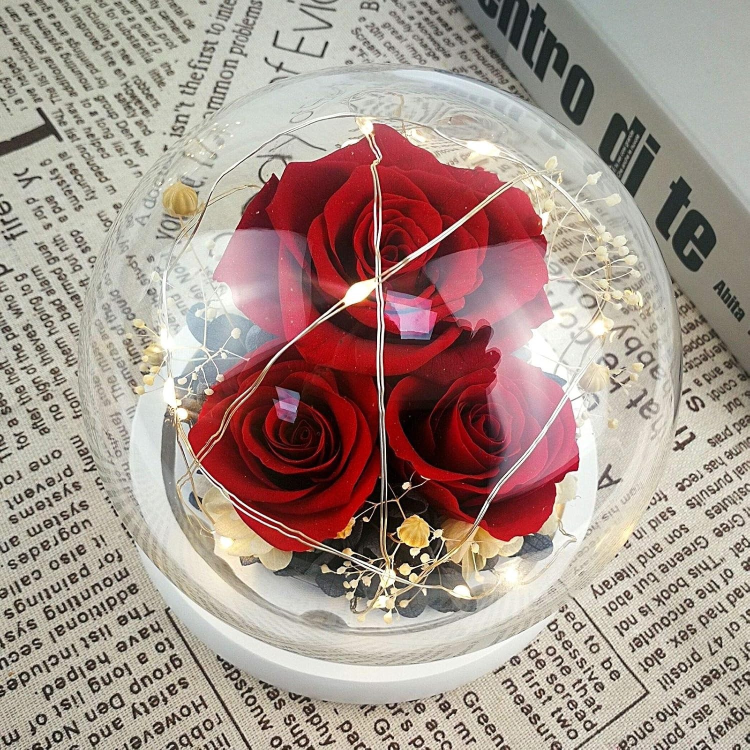 Forever Flowers Real Eternal Roses Preserved Flowers Gift with LED Mood Light…