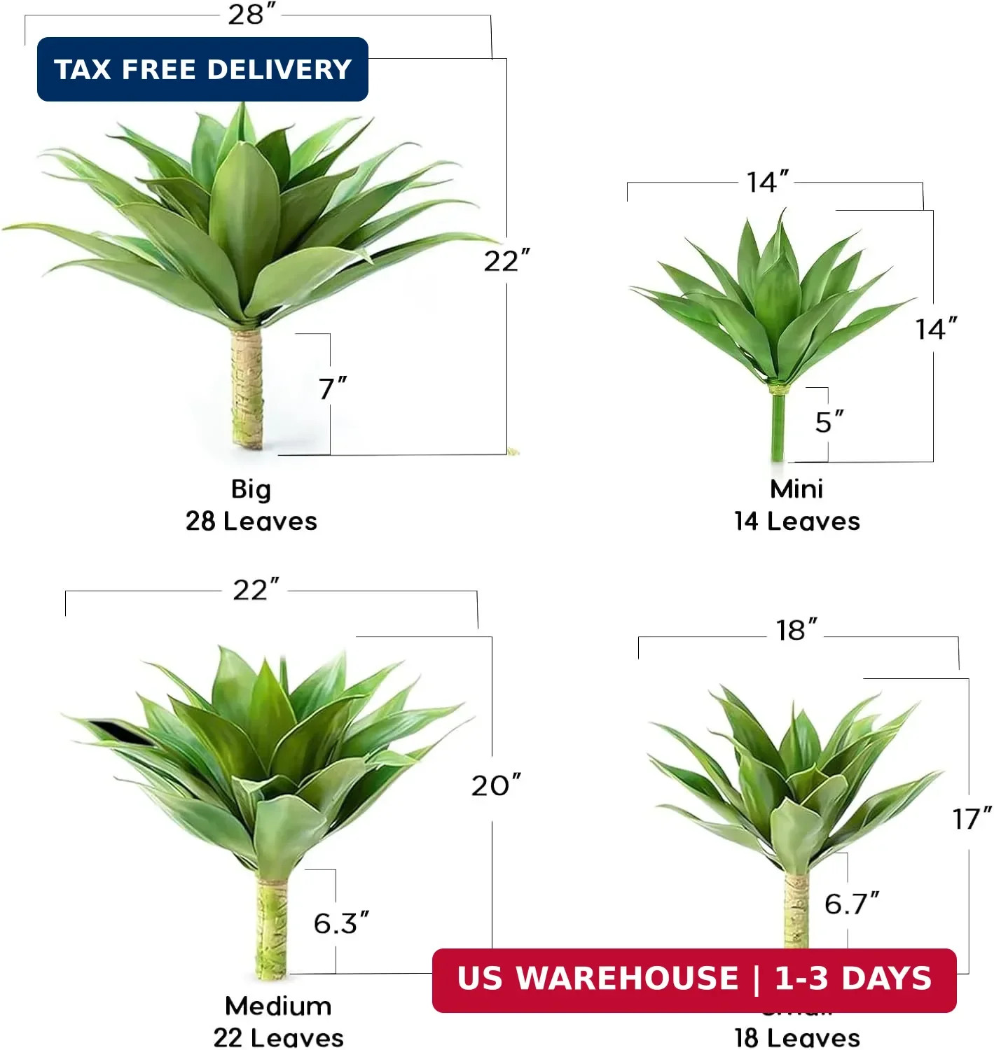 Velener Artificial Plant Outdoor Agave – Small Size UV Resistant Fake Agave Plan