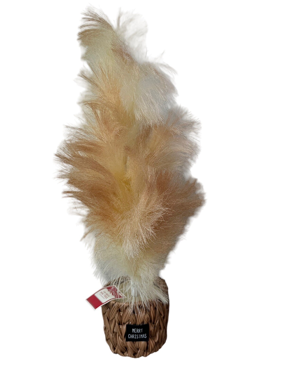 Pampas Grass Christmas Tree Faux Woven Basket 24” Boho Holiday Time NEW w Tags