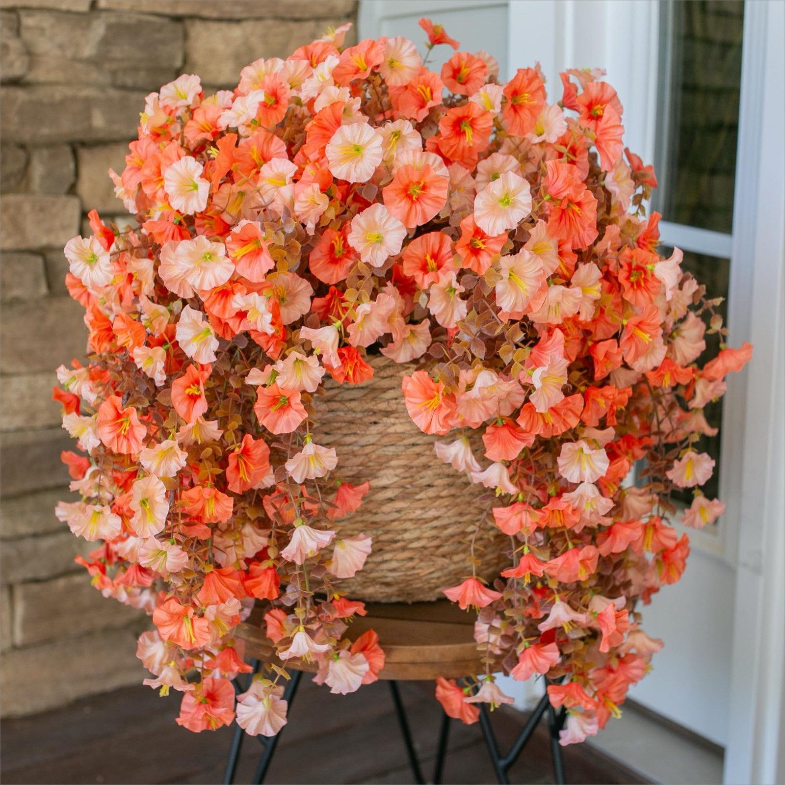 Ivydale Faux Mums Fall Hanging Flowers 2PCS Outdoor Home Garden Decor