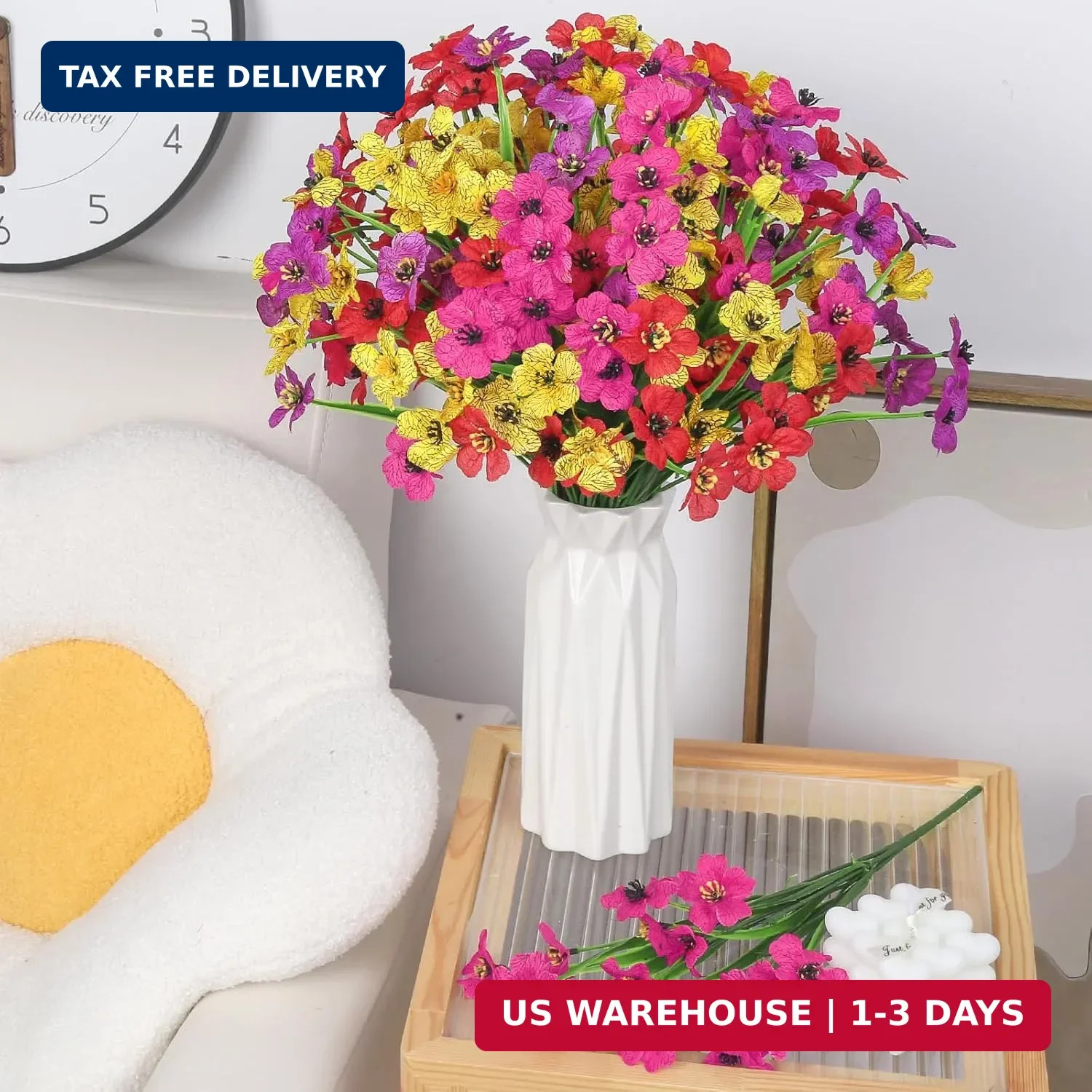Ouddy Decor 12 Bundles Artificial Flowers for Outdoors Fake Silk Flowers UV Resi