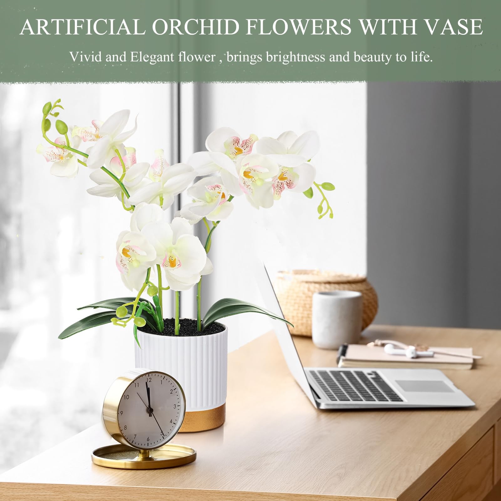 Orchid Artificial Flowers in Pot 15 Inches Artificial Orchid Flowers Phalaeno…
