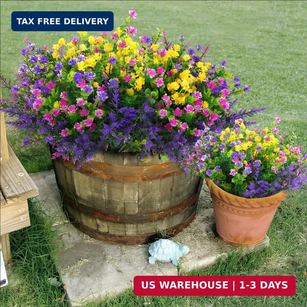 Hananona 12 Pcs Artificial Flowers Outdoor, Faux Artificial Plants UV Resistant