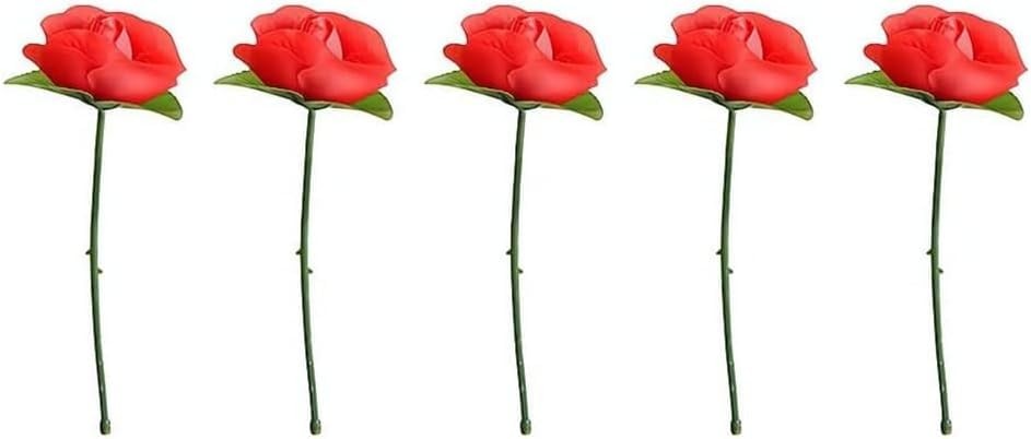 5Pcs Red Rose – Instant Blooming Flower Trick for Close-Up , Collapsible Stag…