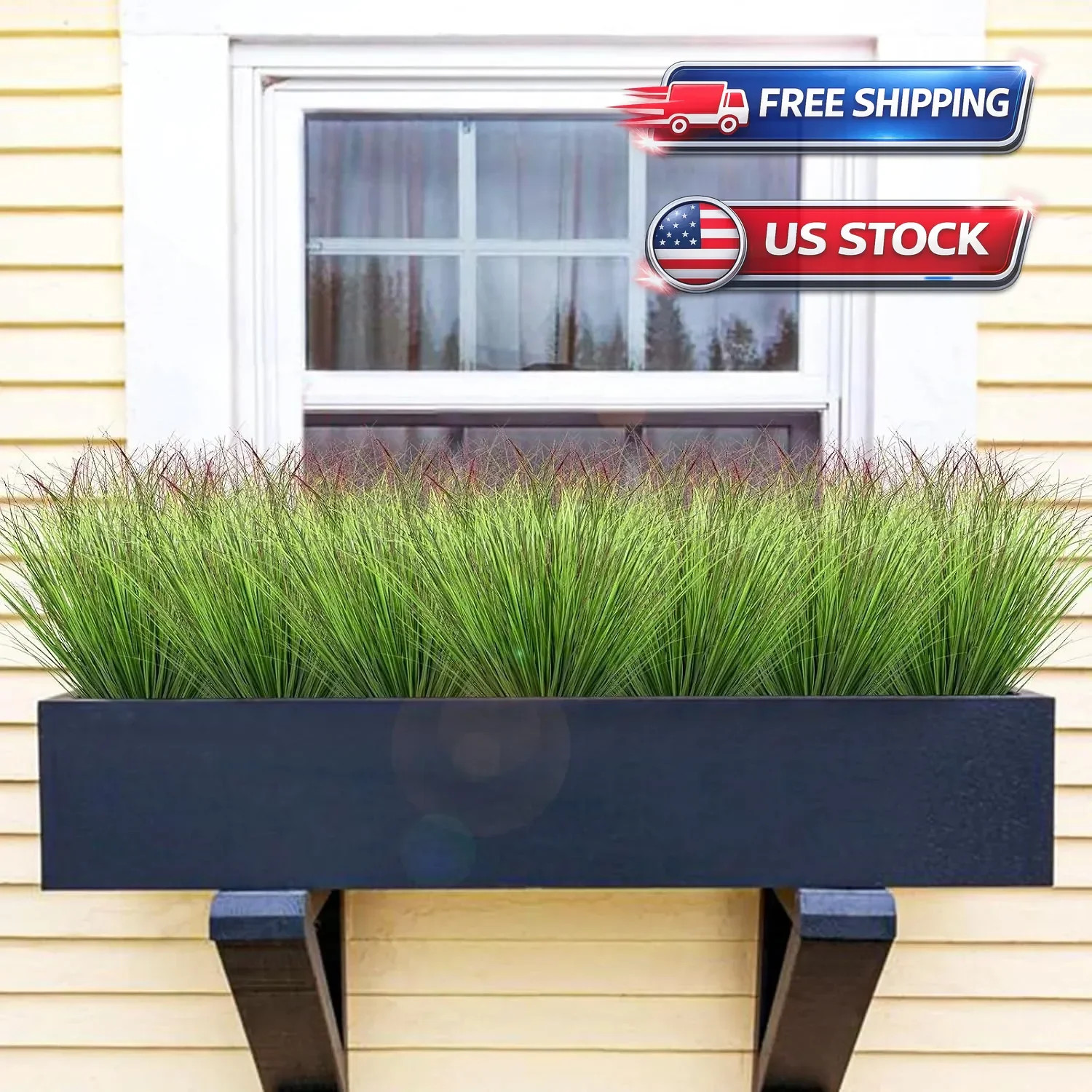10 Bundles Artificial Onion Grass Plants Outdoor 20 Inch Fake Shrubs Artificial