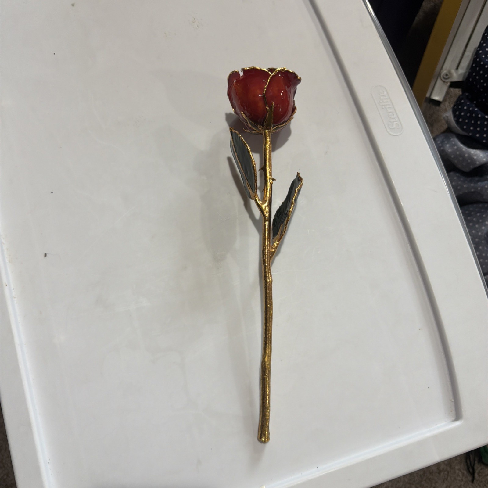 Forever Rose, Genuine Real Rose, Hand Dipped in Lacquer and Trimmed in 24K Gold