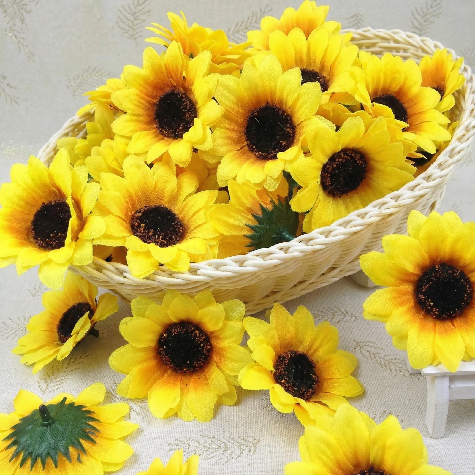 25pcs Fake Sunflowers Heads – 2.8” Artificial Spring Flowers for DIY Crafts, …