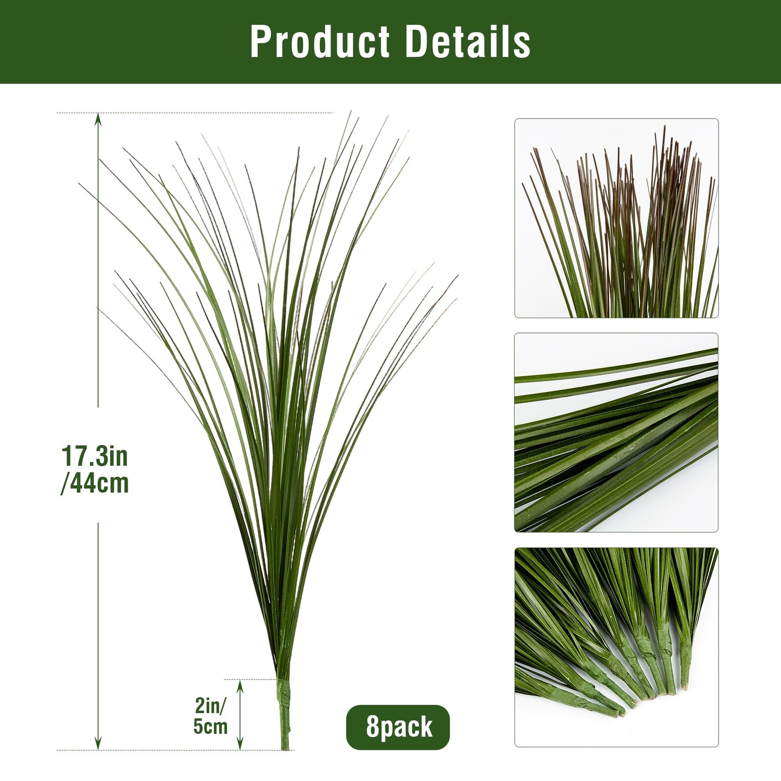 Artificial Wheat Grass, 8 Stems, 17.3″ Fake Plants Faux Grass Greenery for In…