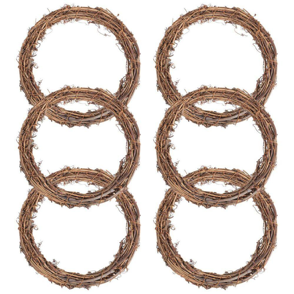 0.78 In. 6-Piece Natural Grapevine Wreath 8 In. Brown Artificial Plant Vine for