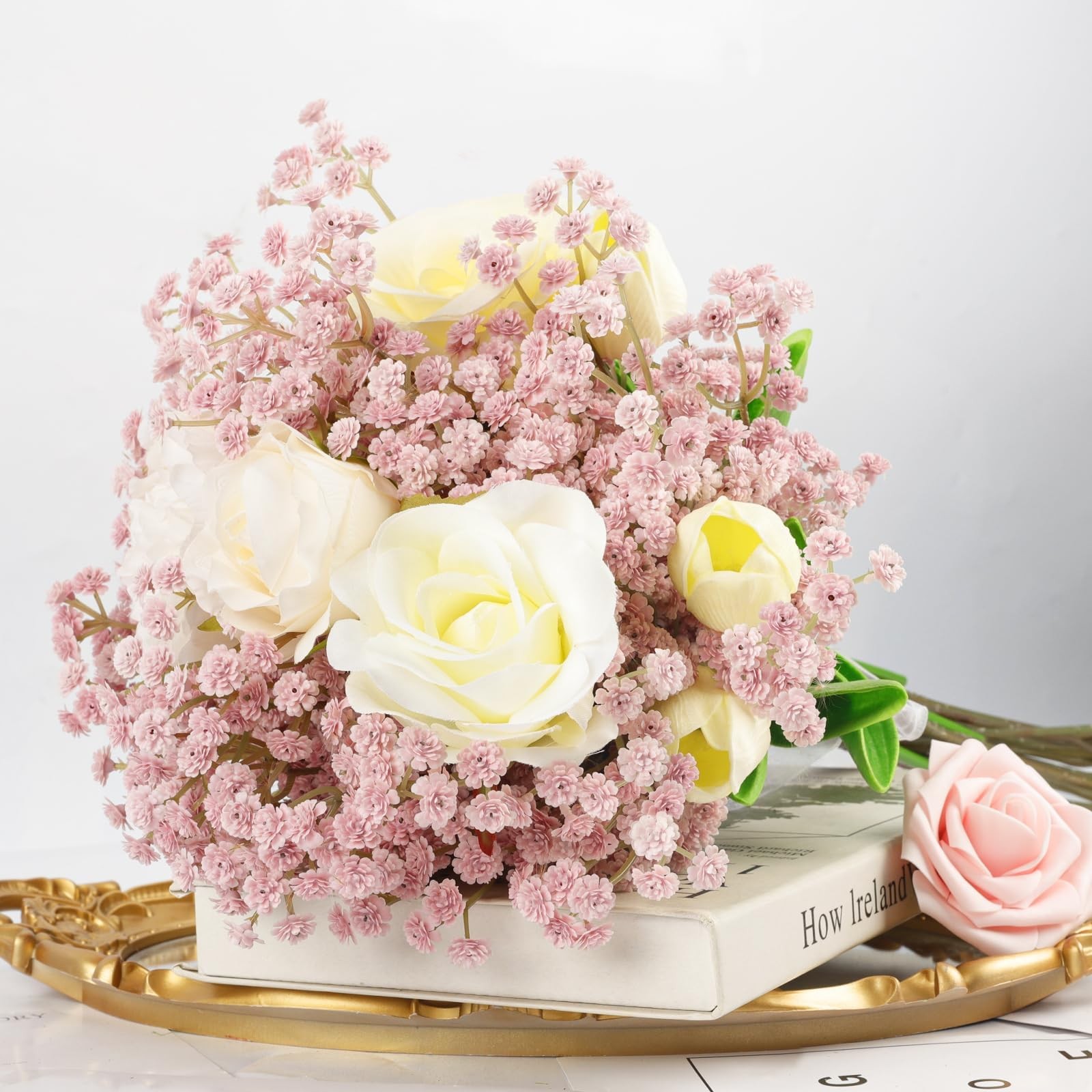 Babys Breath Artificial Flowers Dusty Pink Gypsophila Real Touch 10 PCS