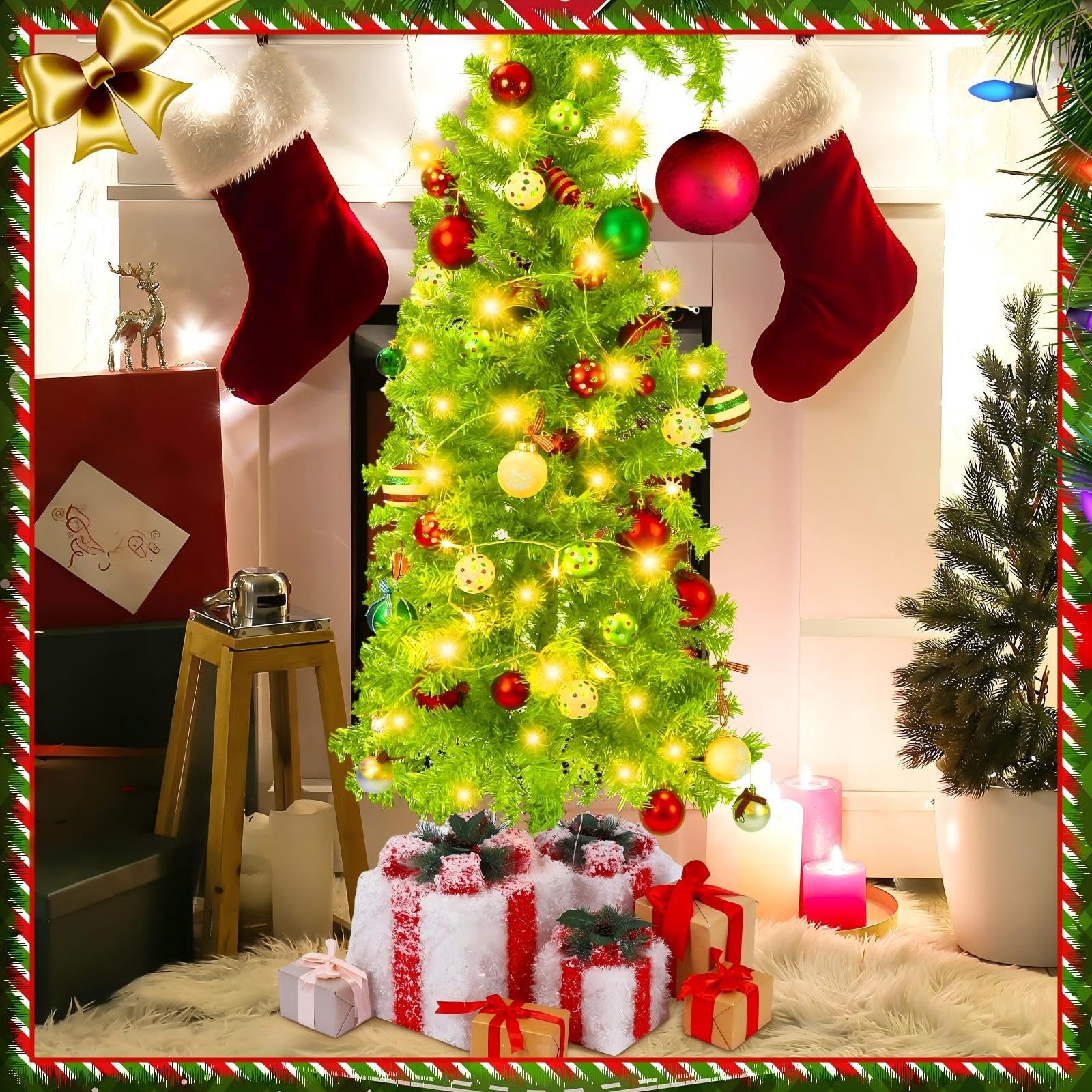 3ft Christmas in July Tree with Stand Artificial Lime Green Whimsical Bendabl…