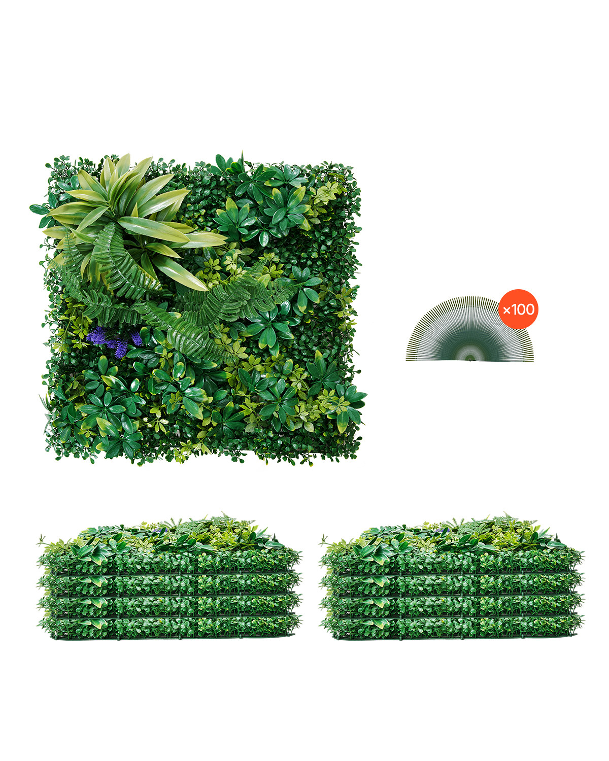 Uimoso Artificial Grass Wall Panels 8 PCS 20 x 20 in 3D Greenery Decor Privacy
