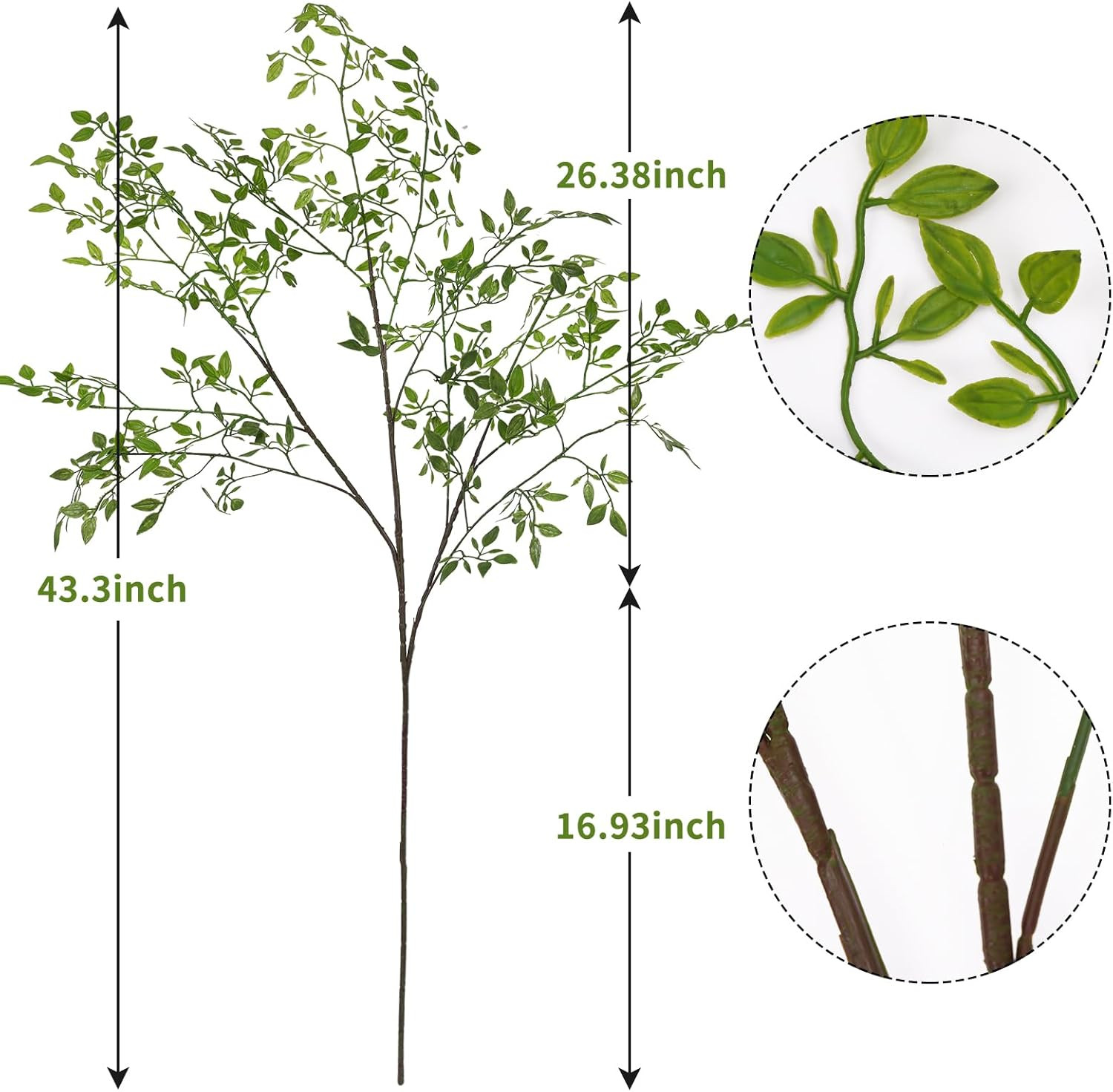 CEWOR Artificial Plants 2PCS 43.3 Inch Green Nandina Tall for