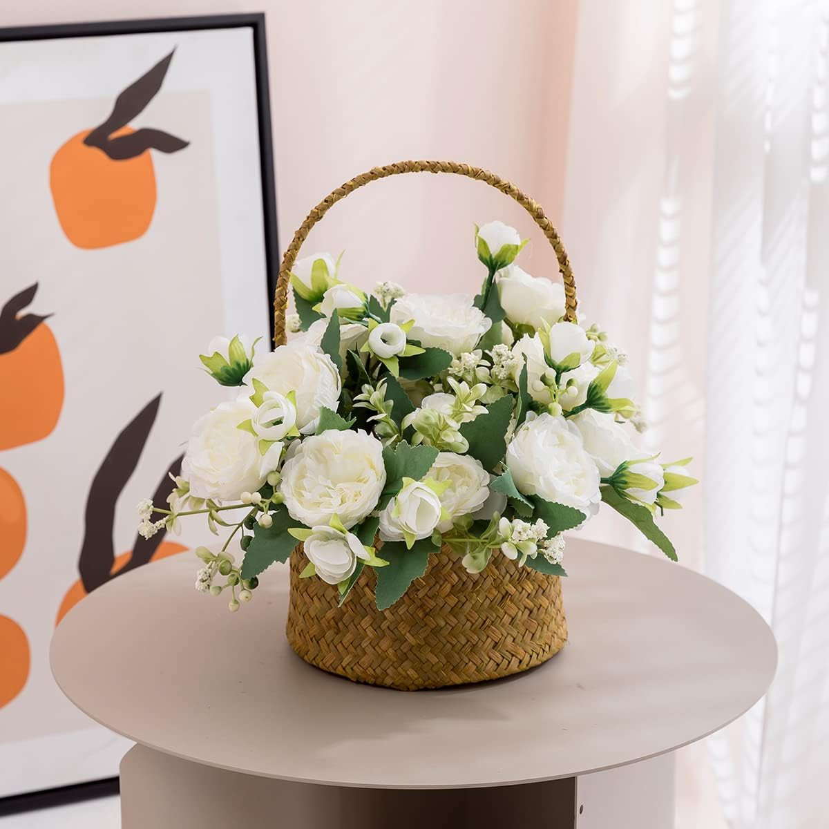 4 Bunches Peony Artificial Flowers White Flowers Silk Peonies Bouquets for Weddi