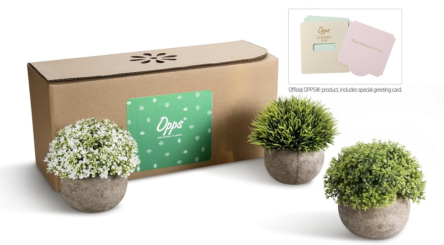 Artificial Plastic Mini Plants Unique Fake Fresh Green Grass Flower in Gray Pot