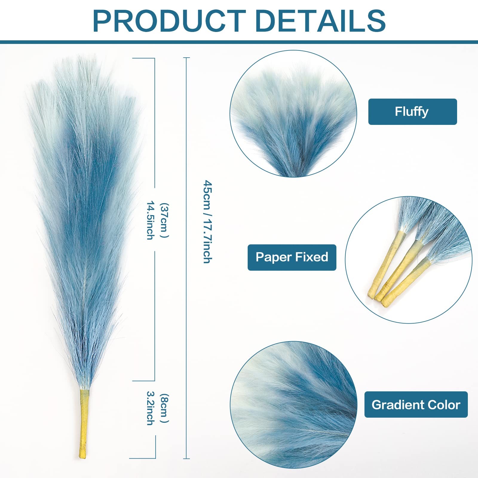 8Pcs Faux Pampas Grass Decor, 17.7 Inch Short Artificial Pompas Grass Plants,…