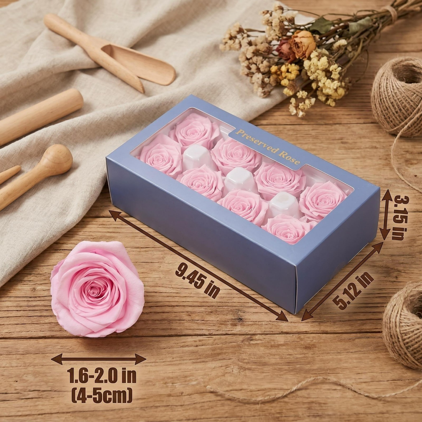 8 Preserved Roses Eternal Roses Heads Bulk Pink for her Gift Wedding Valentine