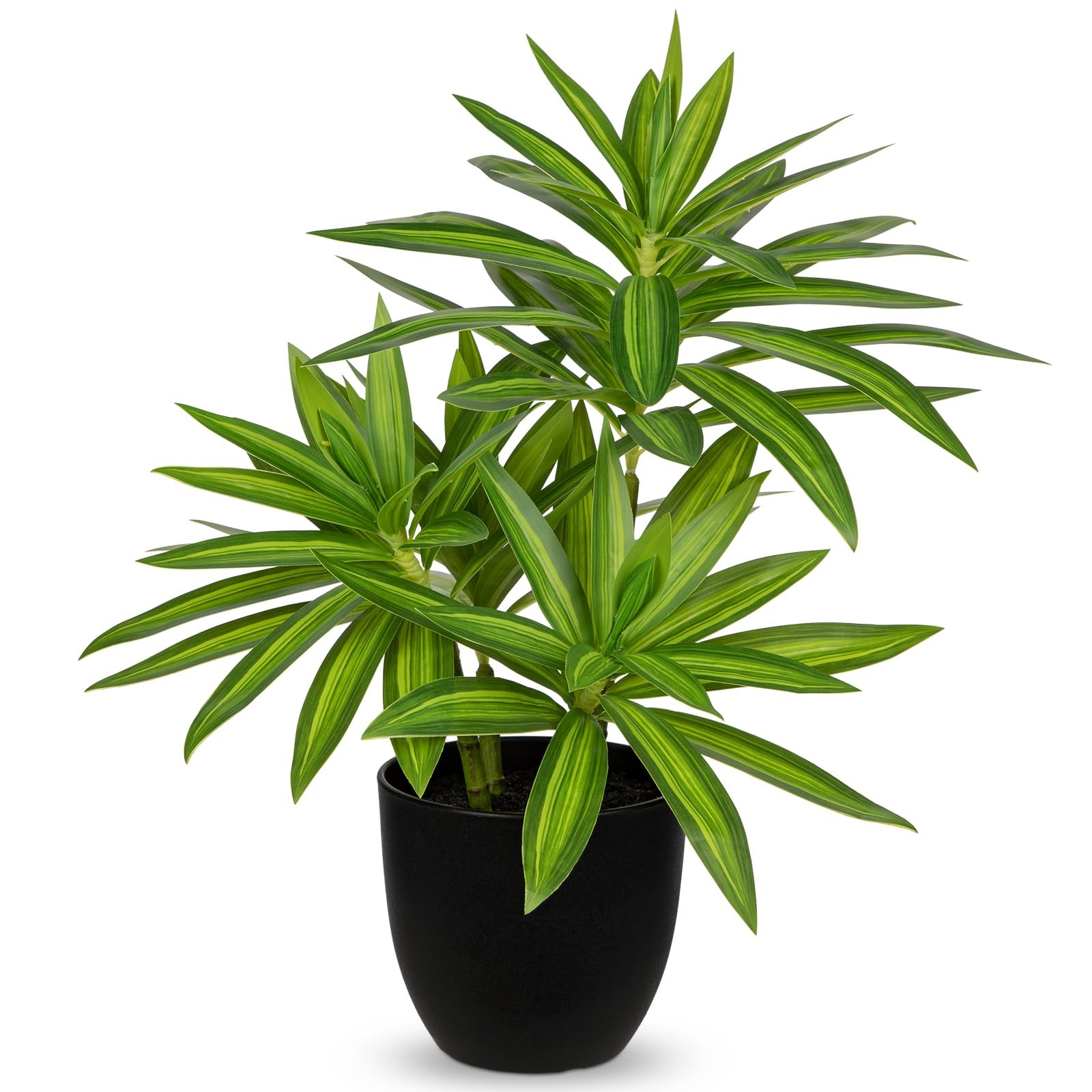Faux Plants Dracaena Artificial Plant Realistic Green 16.1″ Fake Plants in Po…