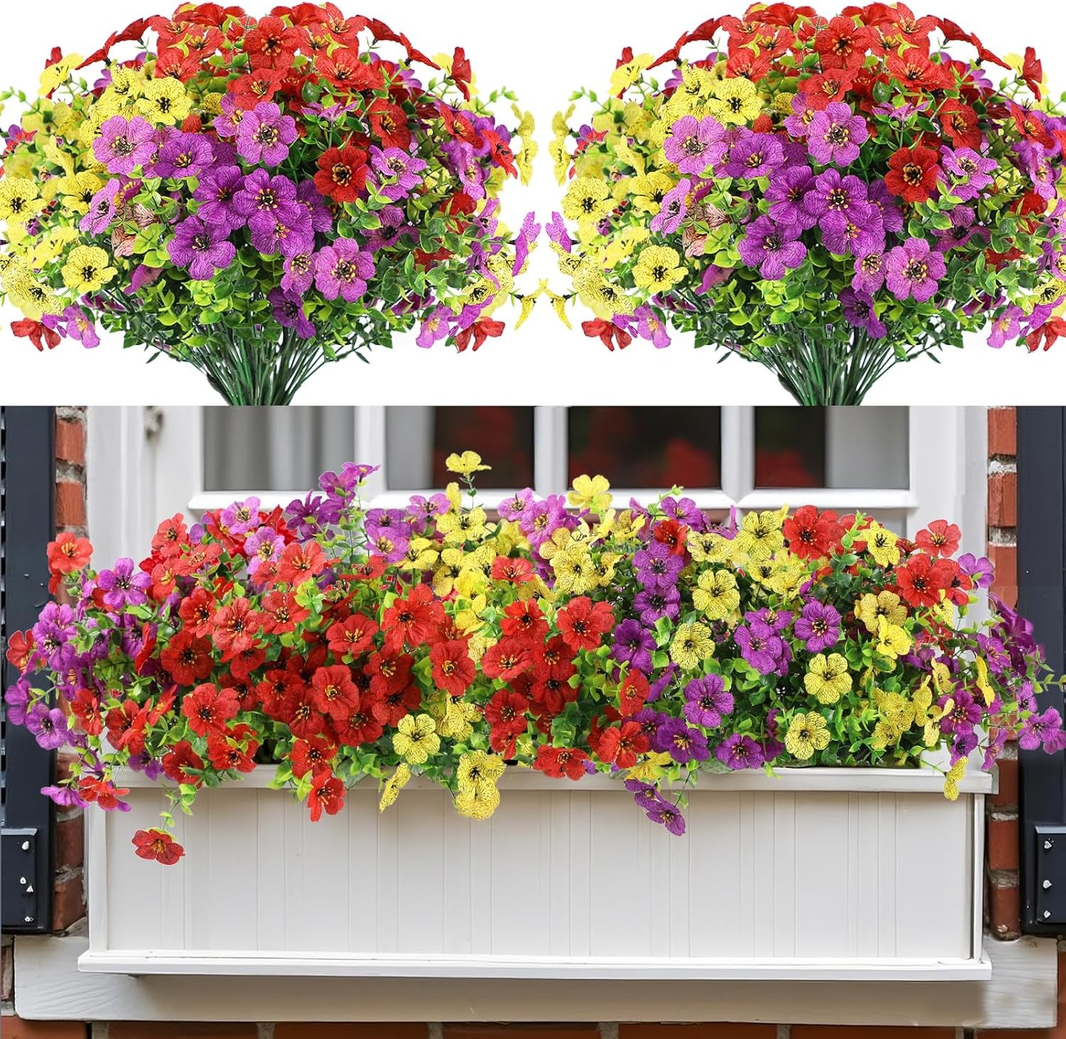 Realistic Artificial Outdoor Flowers UV-Resistant Plastic Fade Resistant Flowers