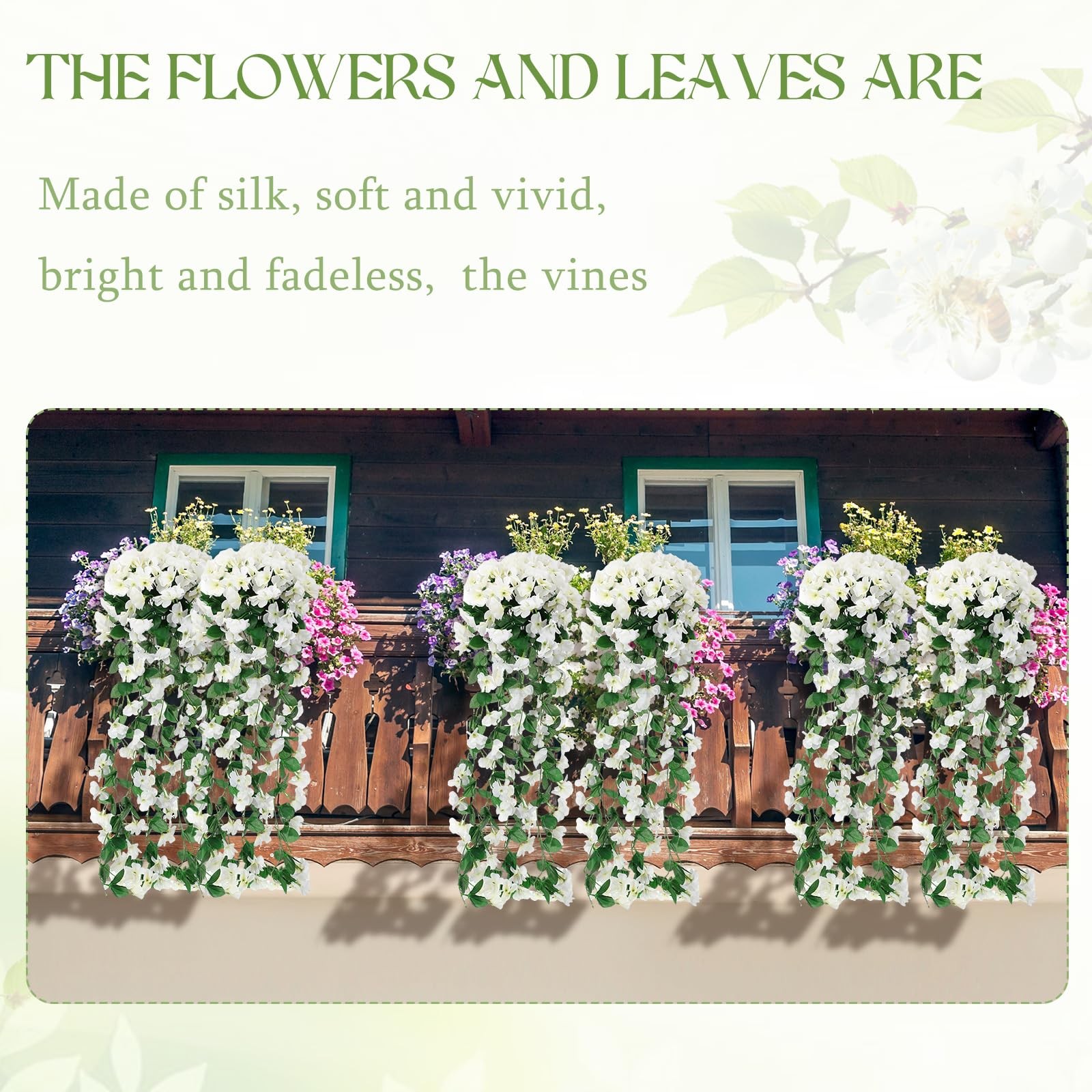 4 Pack Artificial Hanging Flowers for Outdoor Violet Fake Hanging Plant 5 Pet…