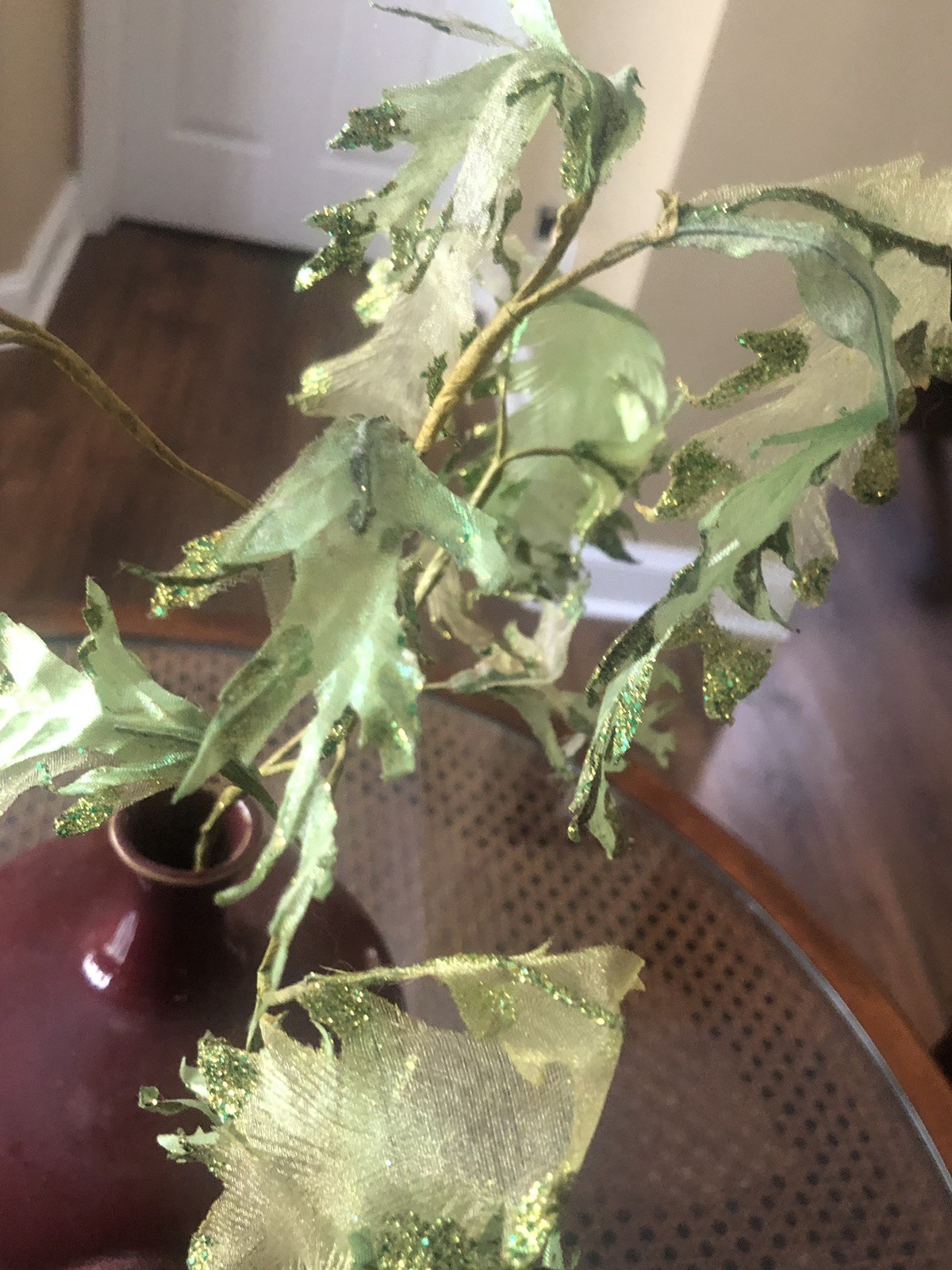 UNIQUE LIME AQUA IRIDESCENT SEAWEED WIRED SPRAY STEM VASE DECORATION