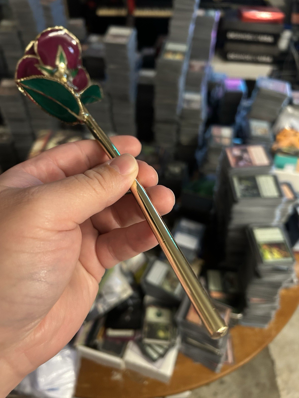 Thick Unique Real Gold Rose Hand Painted Authentic Local Kentucky Artist.
