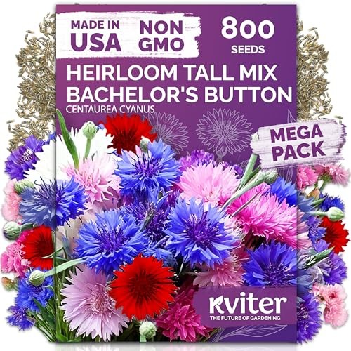 800 Mix Bachelor Button Seeds (Centaurea cyanus) – Cornflower Seed Mix,