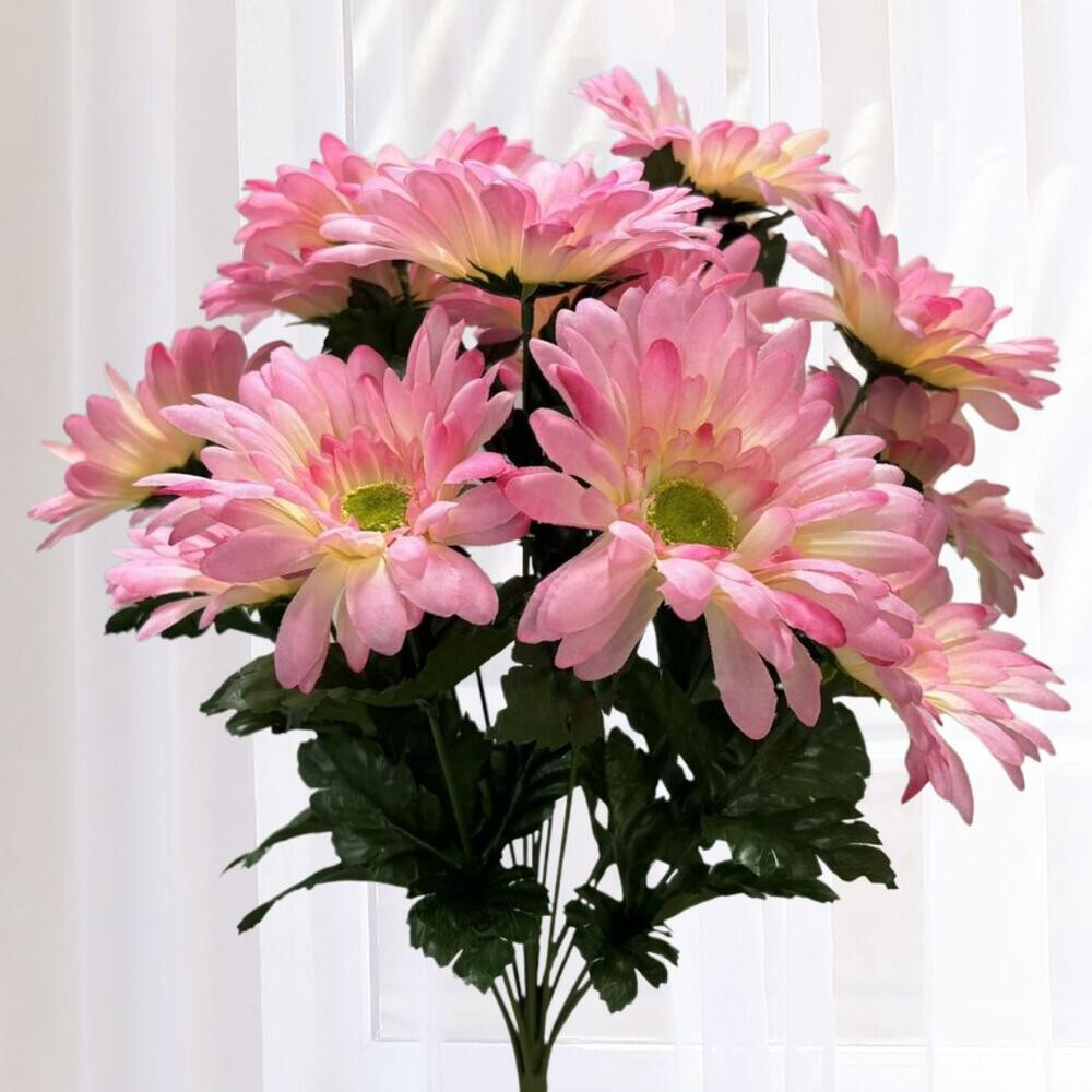Set of 2 Pink Artificial Gerbera Daisy 17″ Floral Bushes