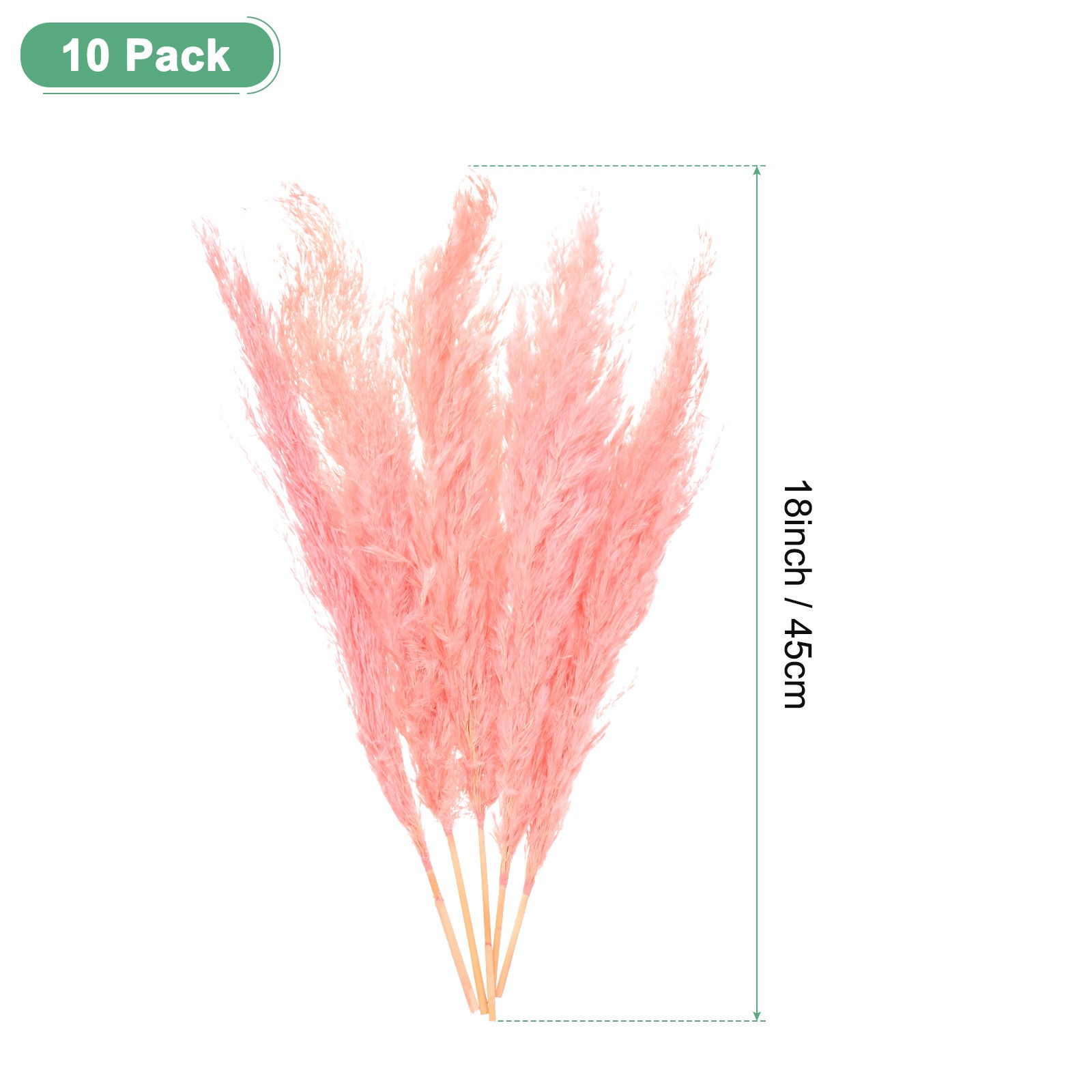 10-Pack Faux Pampas Grass 18 Inch for Home Decor/Wedding [Pink]