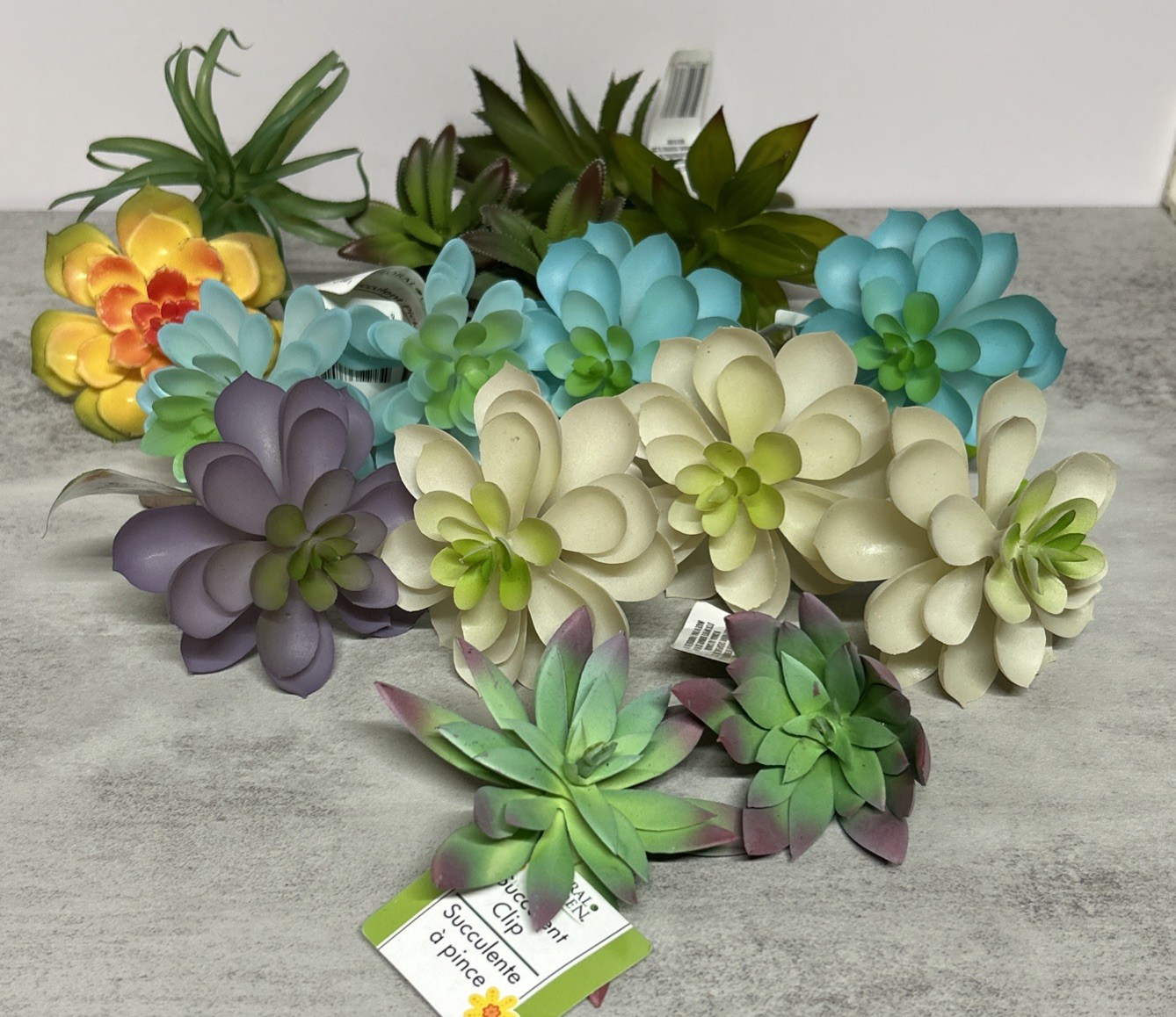 Succulent Picks Artificial Assorted Lot Of 16 Aloe Fern Flowers Blue Purple