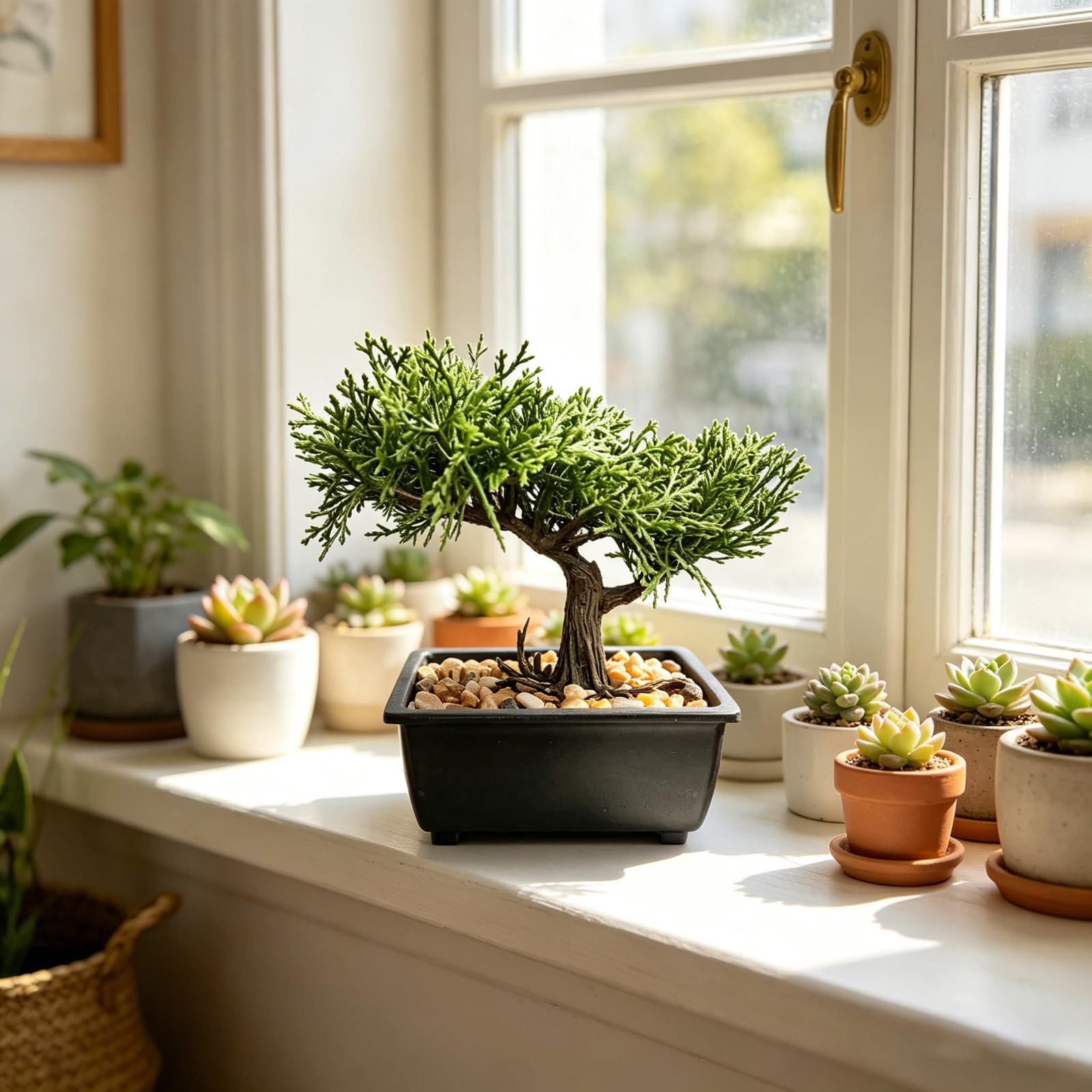 Artificial Bonsai Tree Juniper Faux Plants Indoor Small Fake Plants Decor wit…