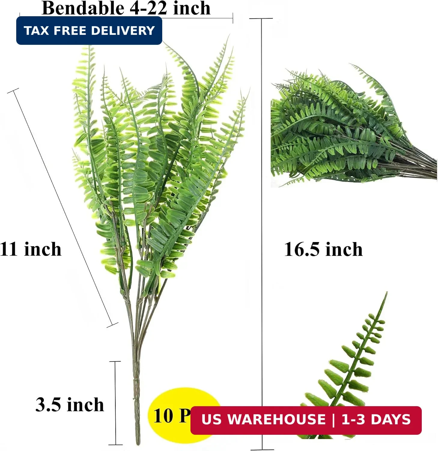 Grand Verde Boston Ferns Artificial Plants Bulk Faux Greenery Plastic Shrubs Rea