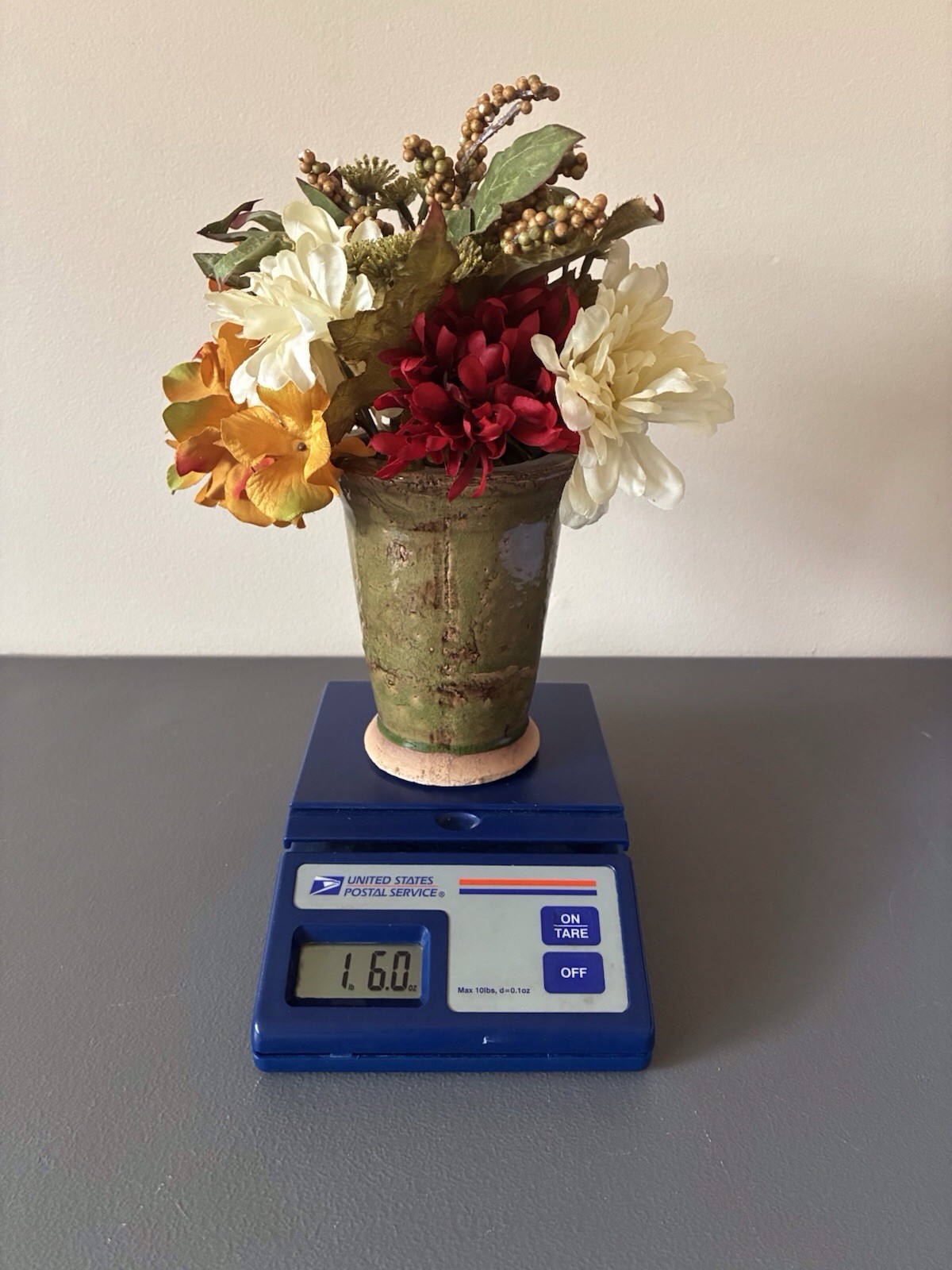 Multicolored ARTIFICIAL FLOWER ARRANGEMENT In Green Ceramic VASE