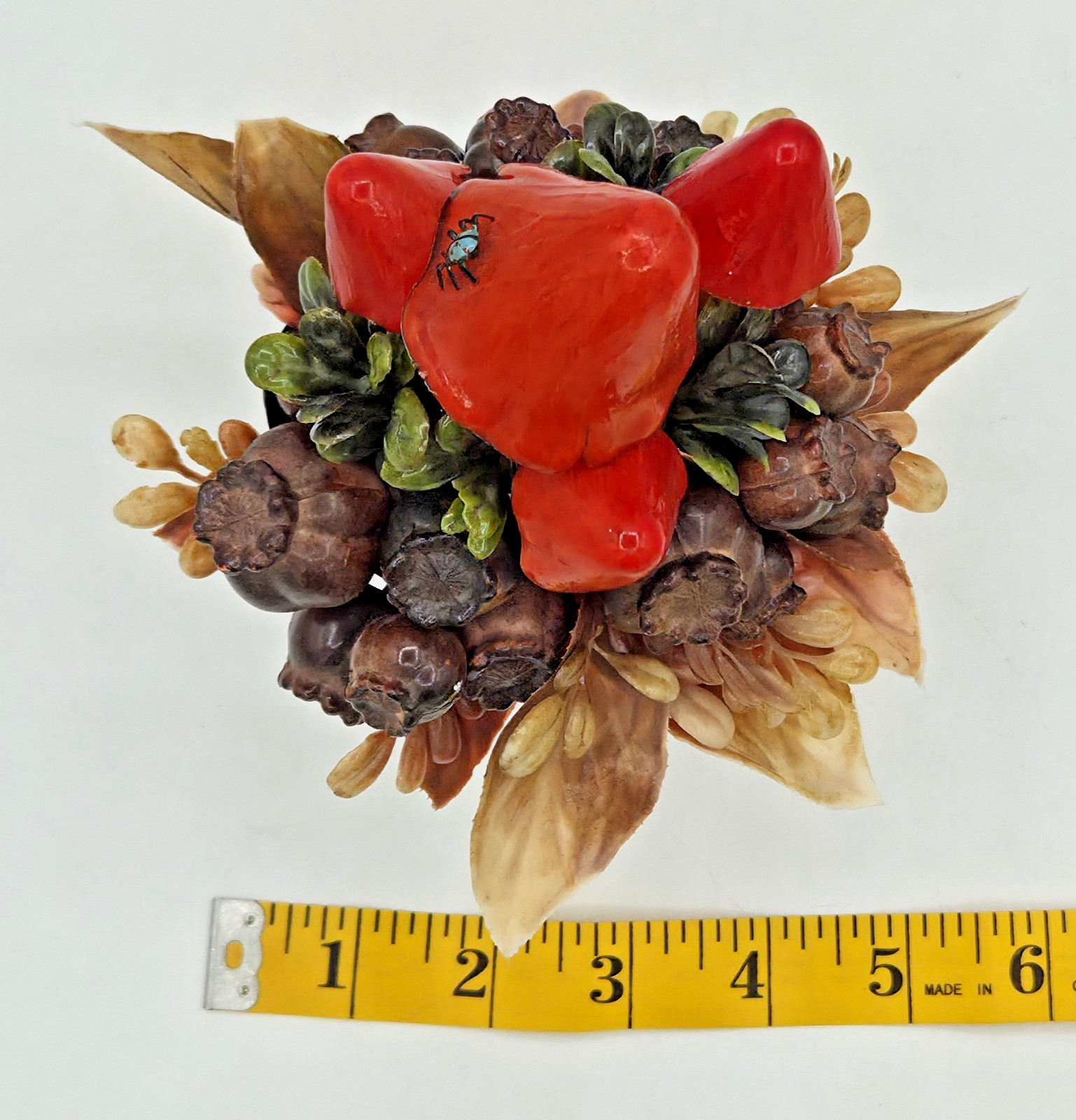 Vintage Kim Originals Mushroom Nut Floral Arrangement Hong Kong UNIQUE DECOR