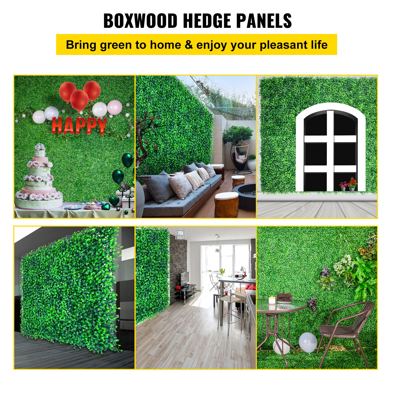 VEVOR Artificial Boxwood Panel Boxwood Hedge Wall Panel 20PC 20×20″ Garden Decor