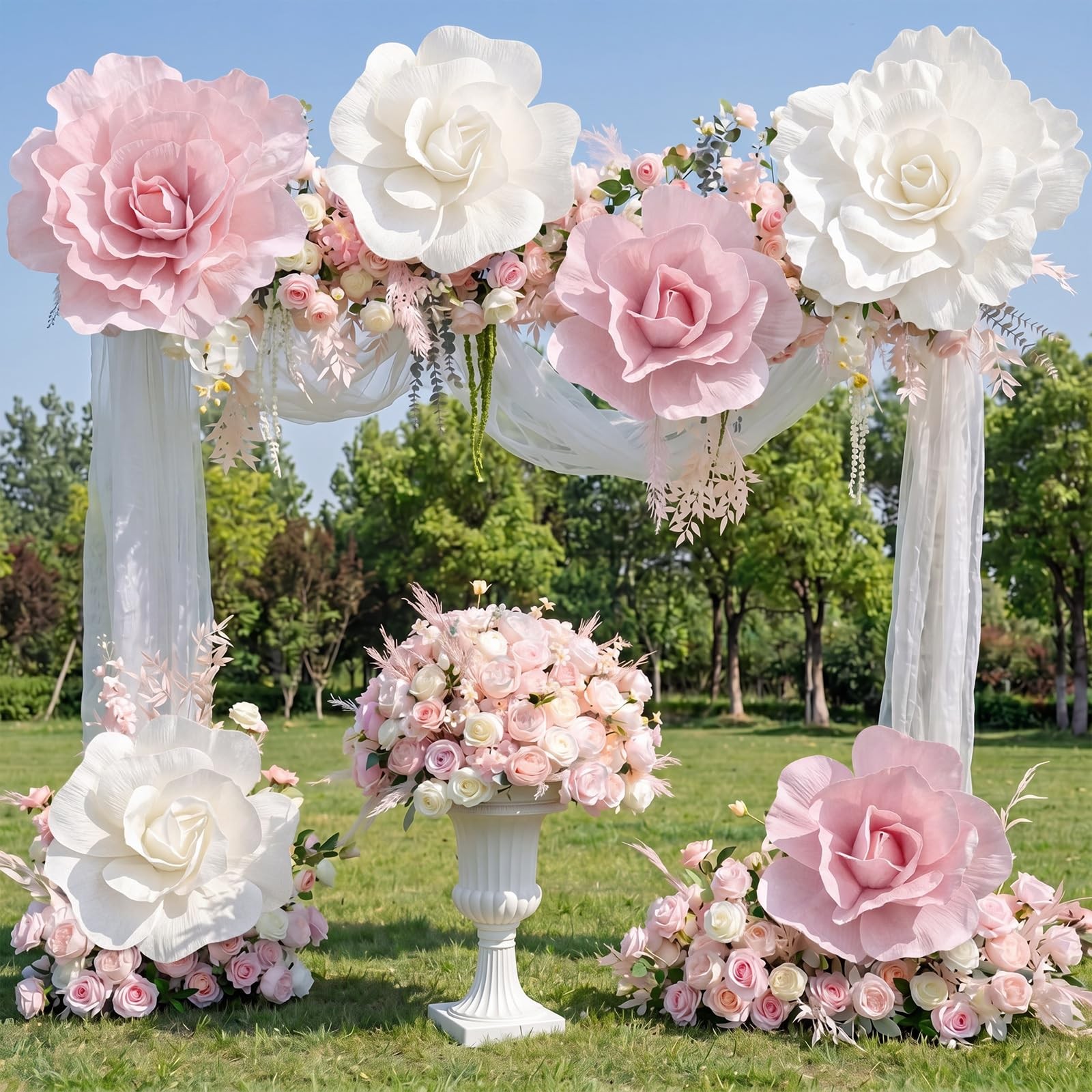 6 Pcs Artificial Giant Flowers for Decoration 12, 20 Inch Wedding Large White…