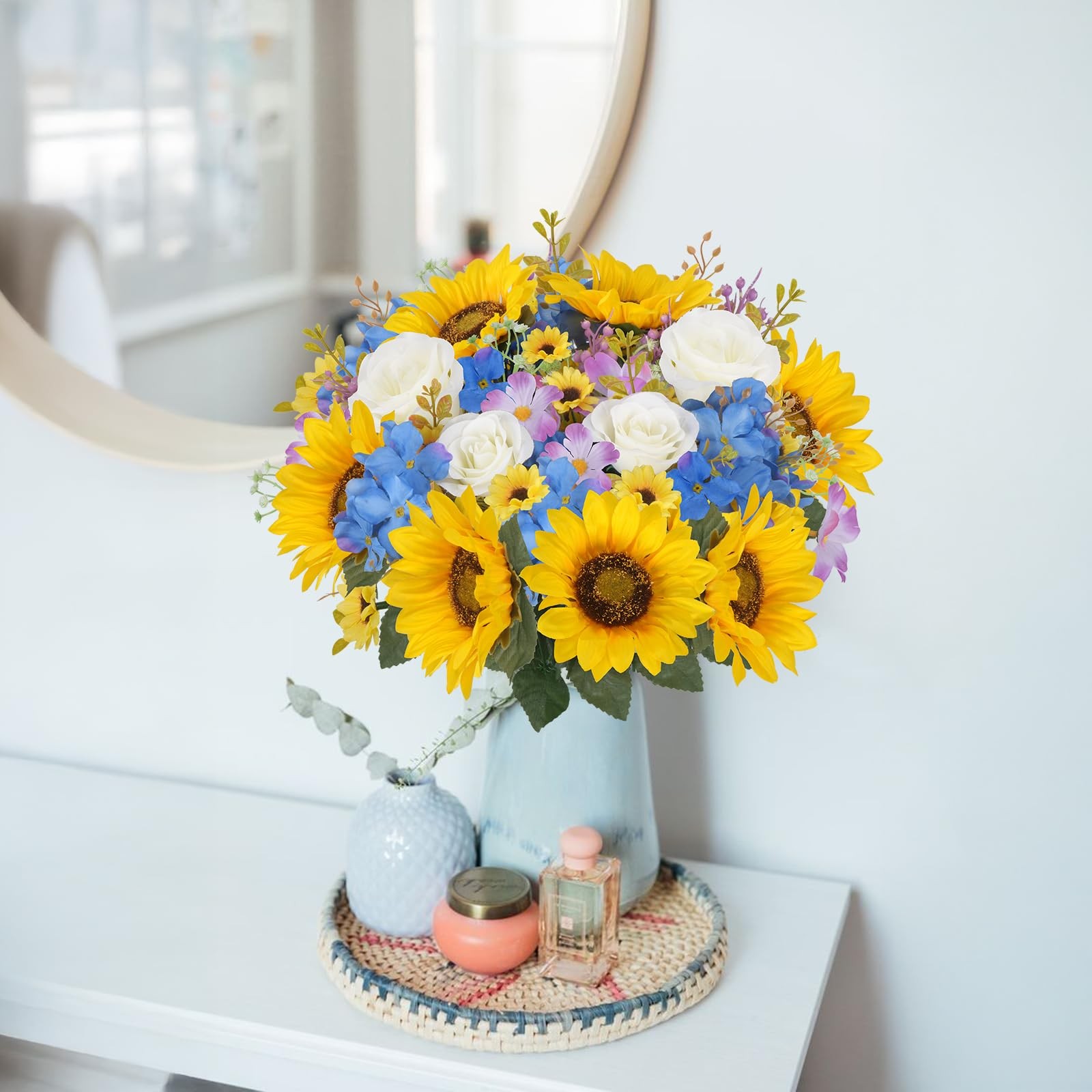 2Pcs 17.7Inch Sunflowers Artificial Flowers Bouquets Cemetery Flowers for Gra…