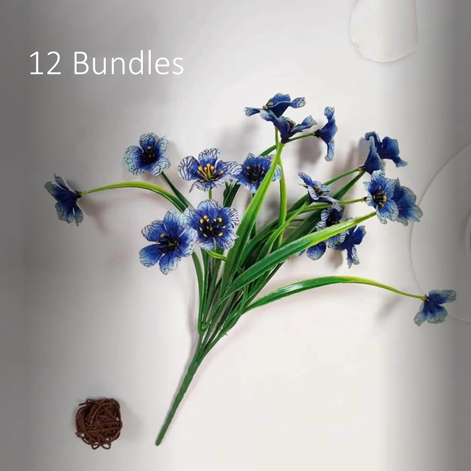 12 Bundles Blue Artificial Flowers for Home Décor, No Fade Faux Flowers Fake …