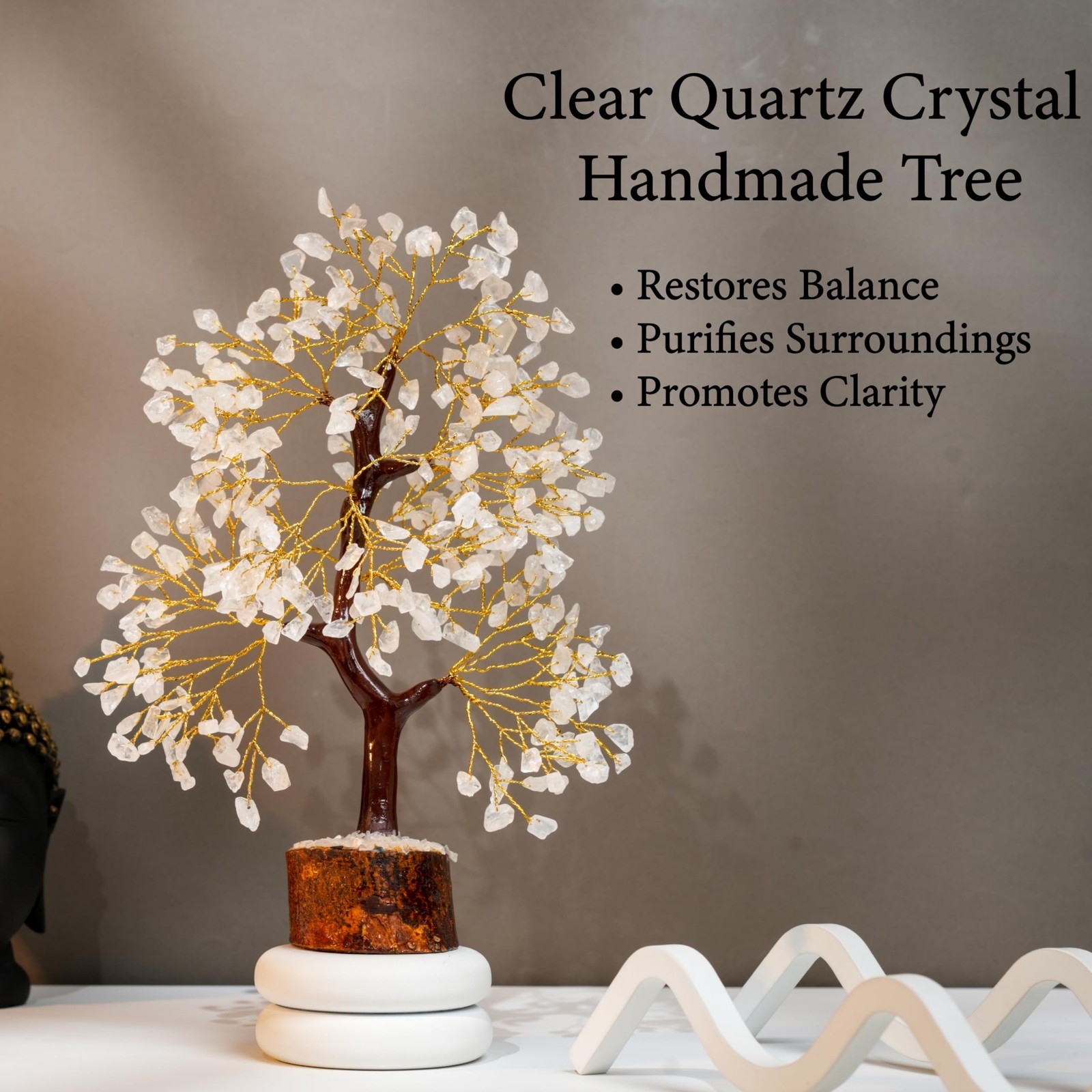 Clear Quartz Tree of Life for Home, Office, and Desk Décor | Handmade Bonsai …